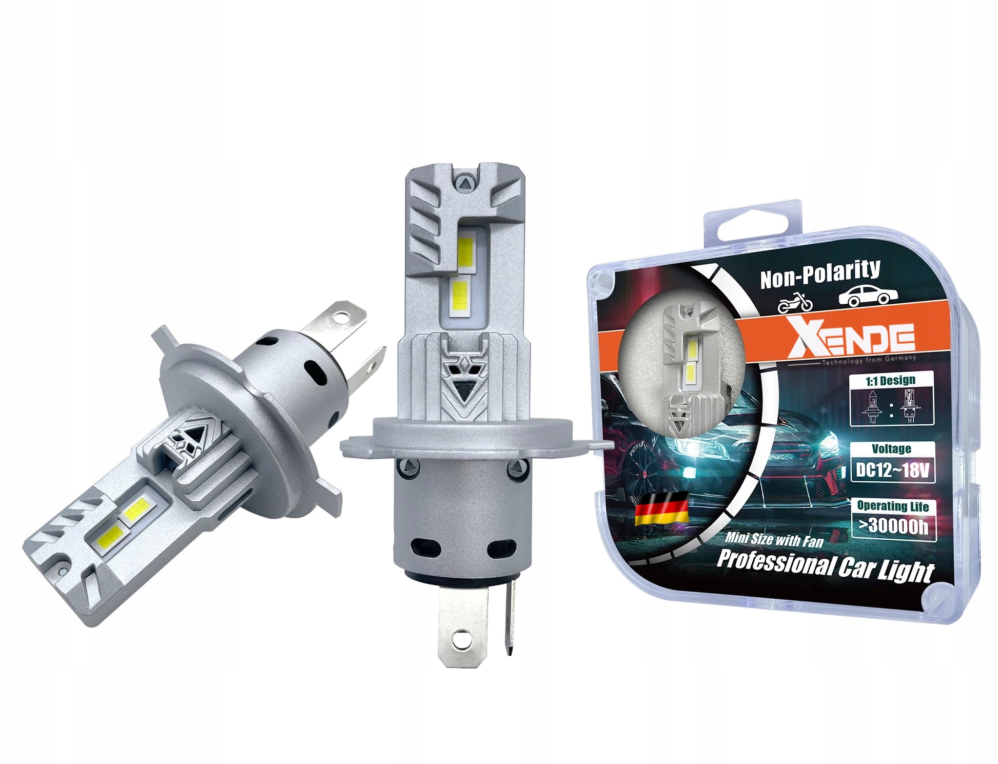 Zestaw LED H4 H19 XENDE Germany CANBUS HOMOLOGACJA MINI +700% BI-LED