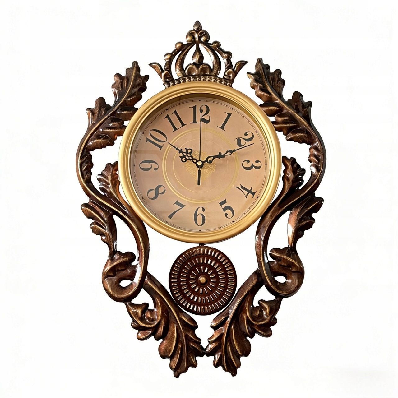 Nástenný hodinový strojček, kov, 54 cm, zlatý