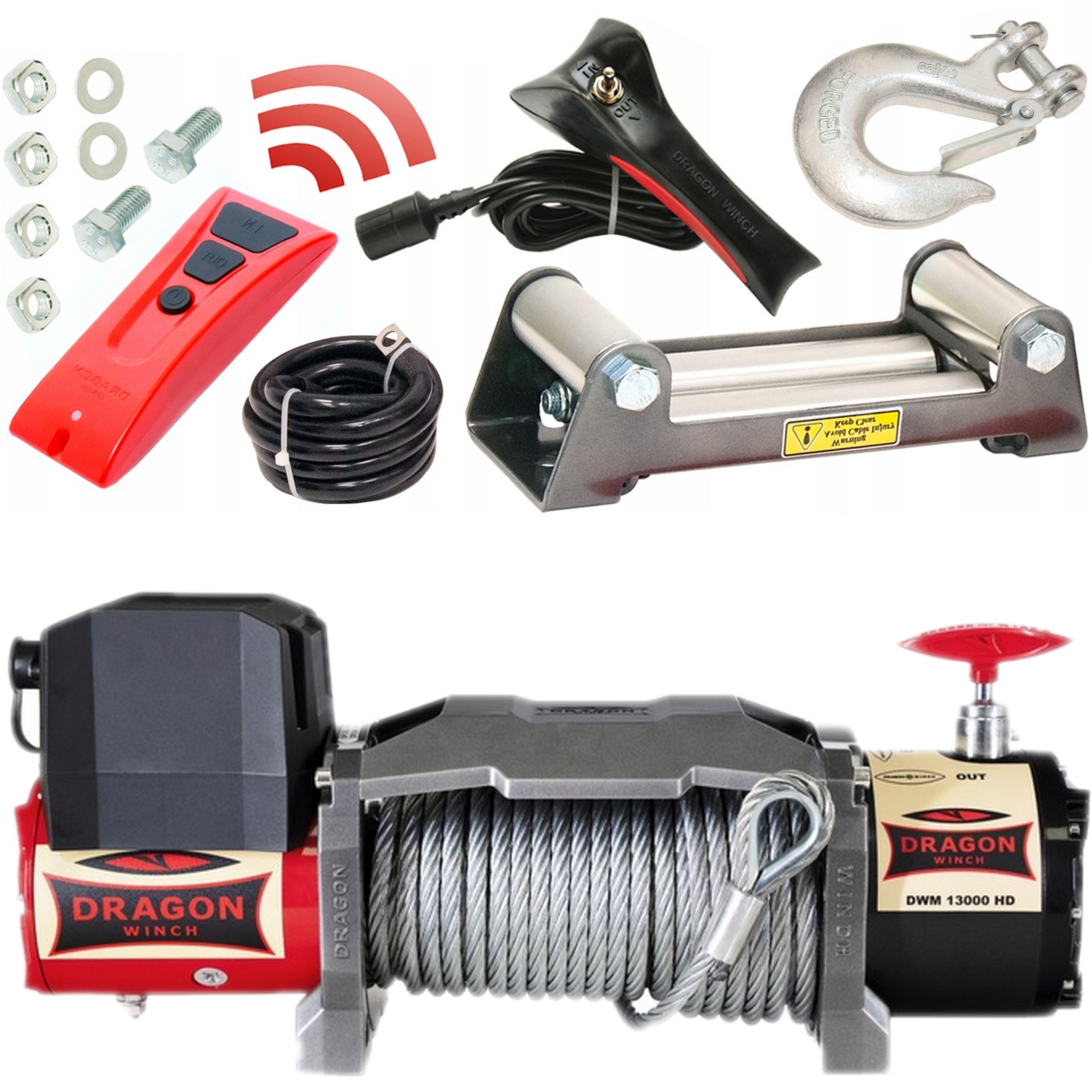 Premium Elektrický naviják 13000Lbs 12V Syntetické lano IP67 5897 kg