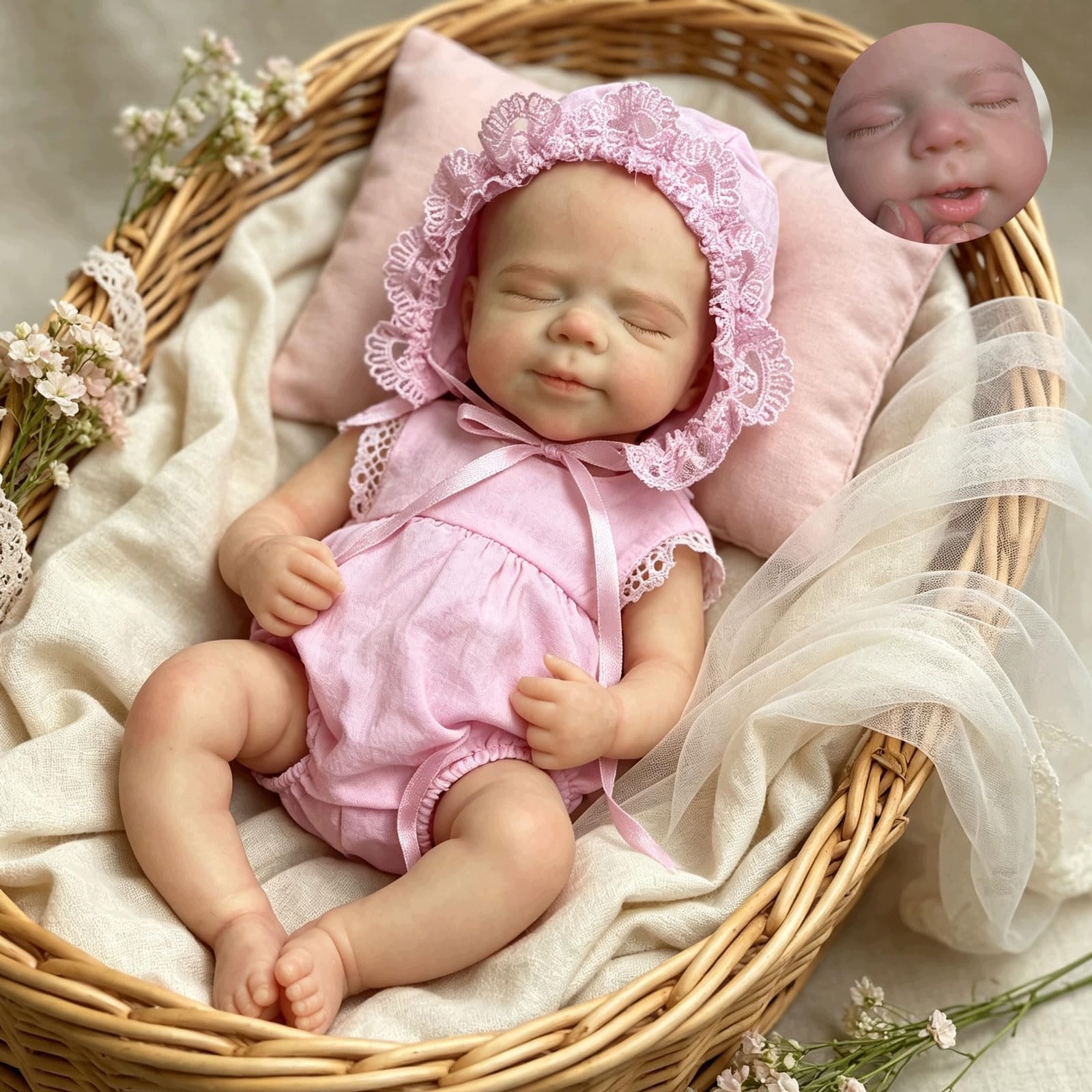 Realistická silikonová panenka Reborn Girl 33 cm Gileutay Růžová