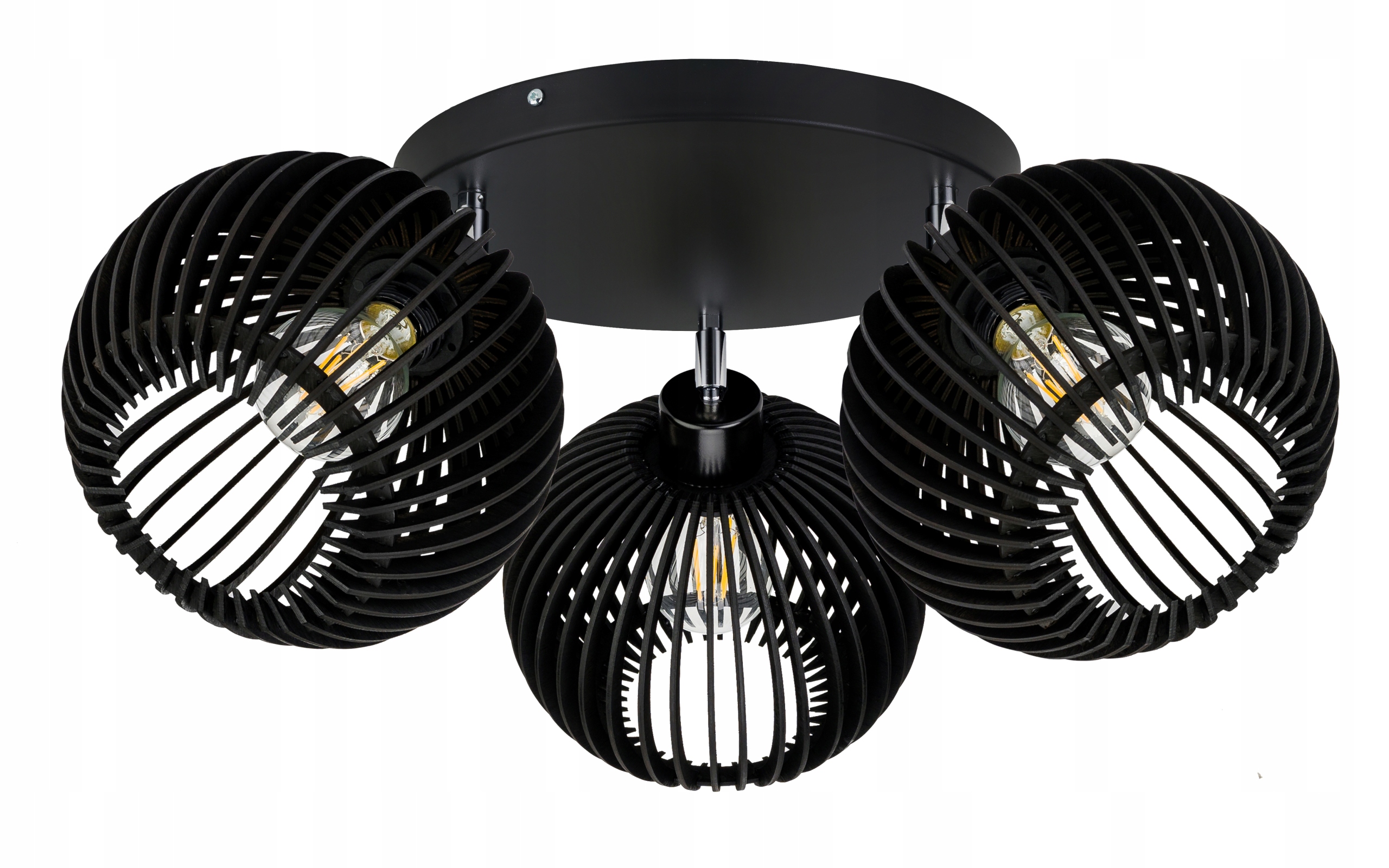 Stropní Svítidlo Stropní Svítidlo Pohyblivý Lustr Loft stínidlo Černé Dřevo na 3x E27