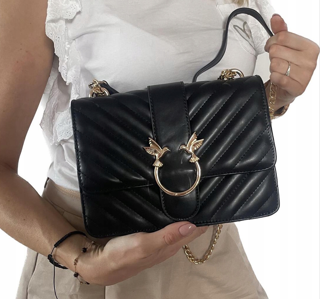 Torebka damska PIKOWANA LISTONOSZKA CHANELKA JASKÓŁKIna łańcuszku