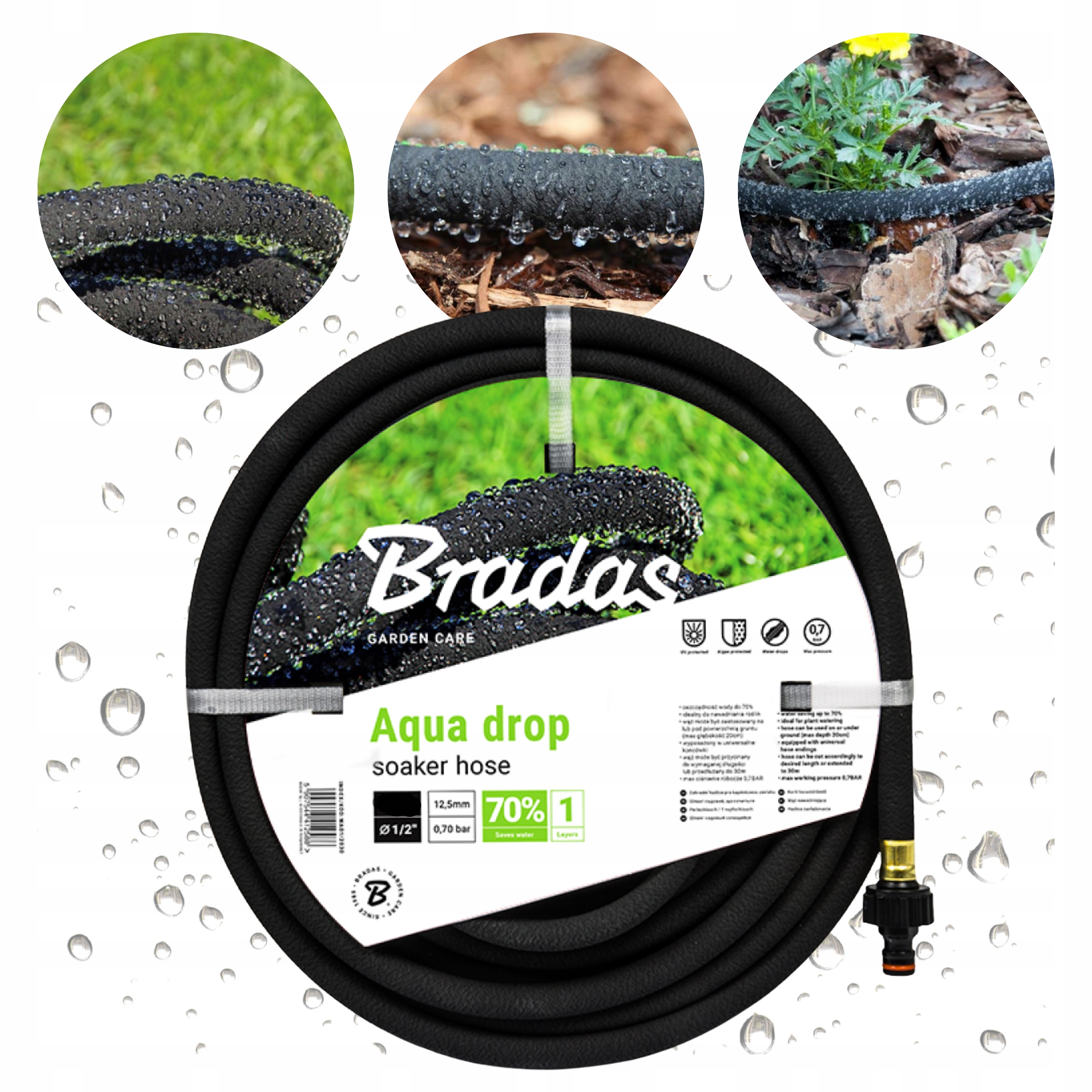 Wąż Kroplujący Nawadniający Pocący Elastyczny Ogrodowy 1/2" 50m