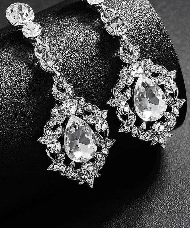 KOLCZYKI ŚLUBNE DŁUGIE CRYSTAL SREBRNE Materiał Inny