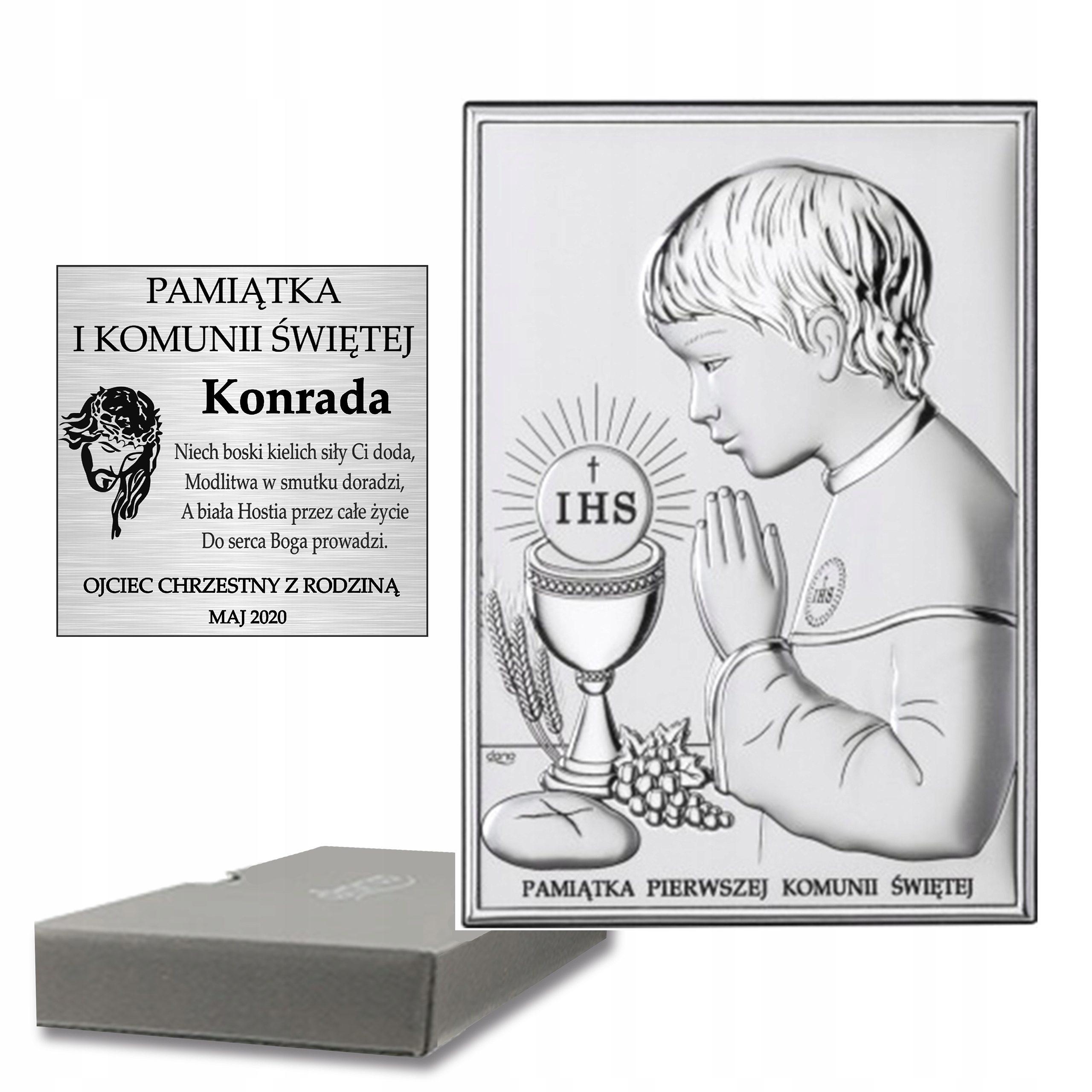 

Pamiątka Pierwszej Komunii Świętej Srebrny Obrazek