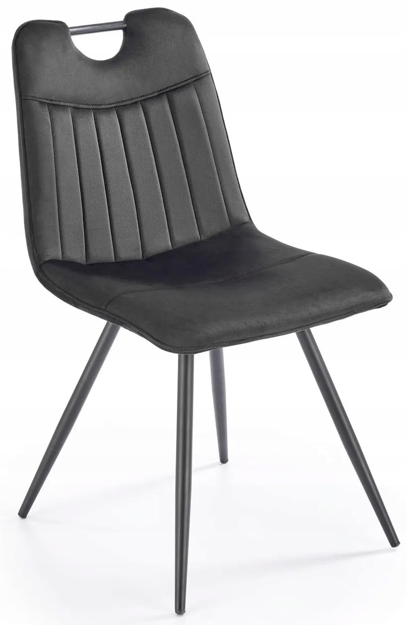 Krzesło K521 Czarne Aksamitne do Jadalni Metalowe