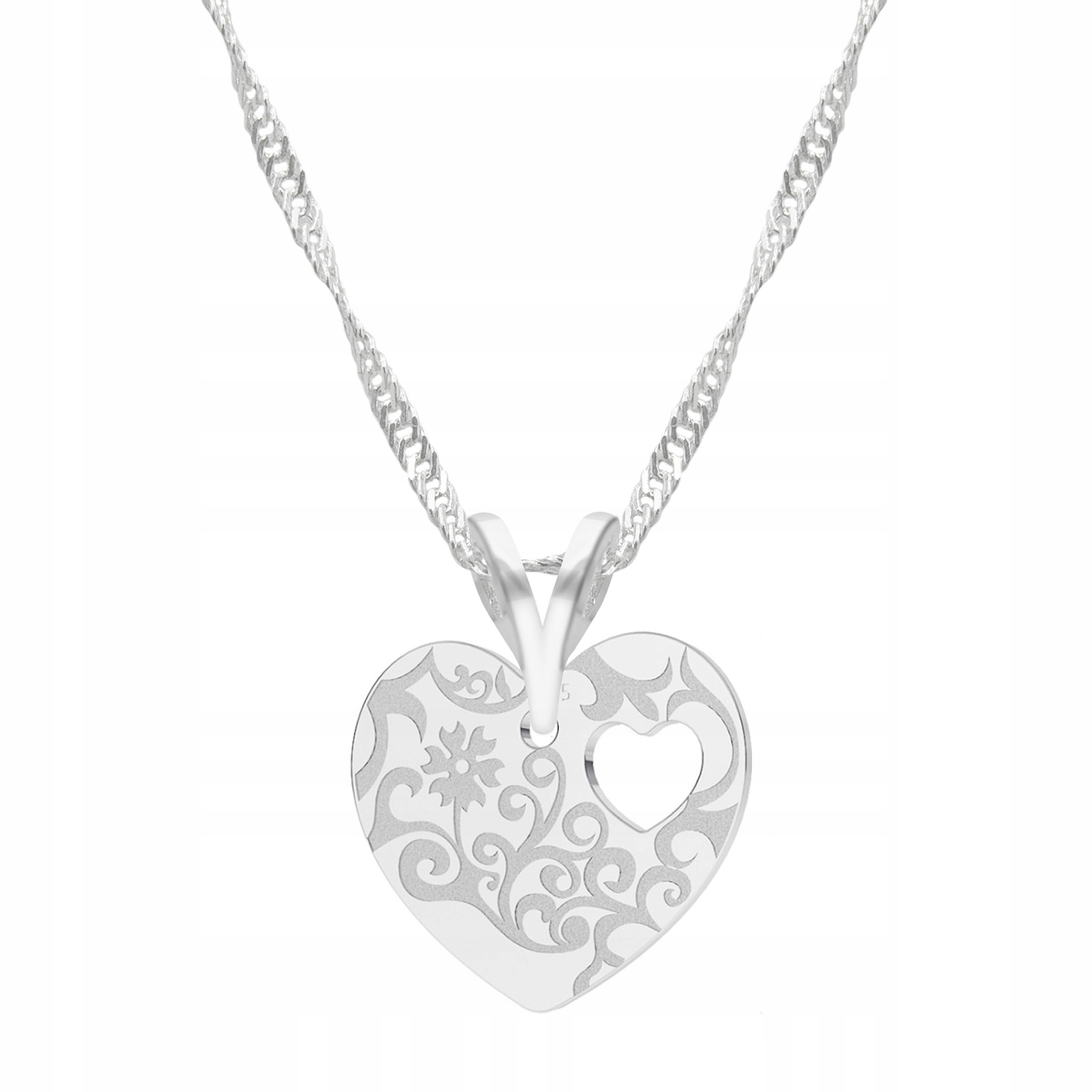 Stříbrný řetízek náhrdelník 925 Srdce Vyřezávané