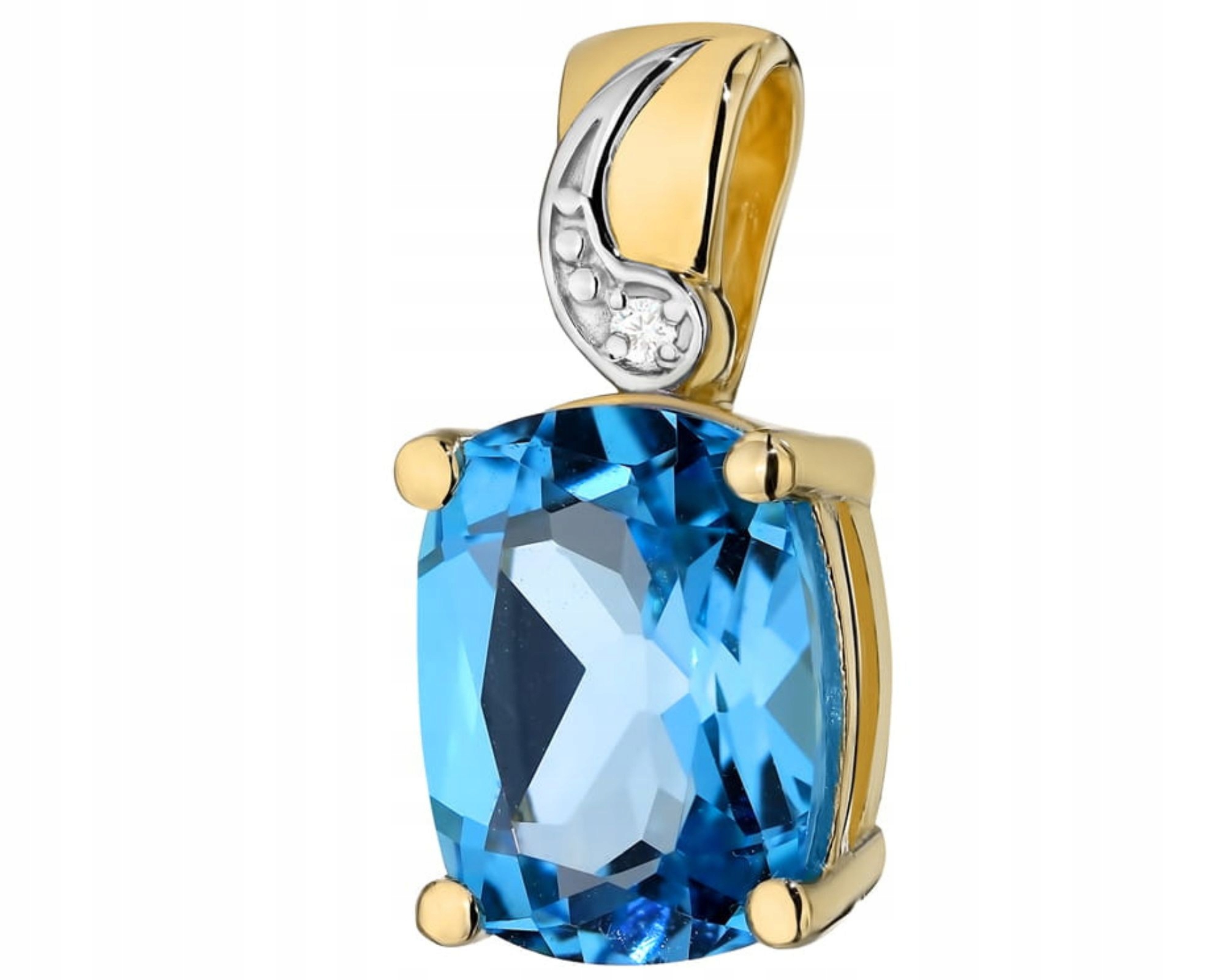Zlatý Přívěsek Přírodní Kámen Topaz Briliant A Diamant 585 Dárek