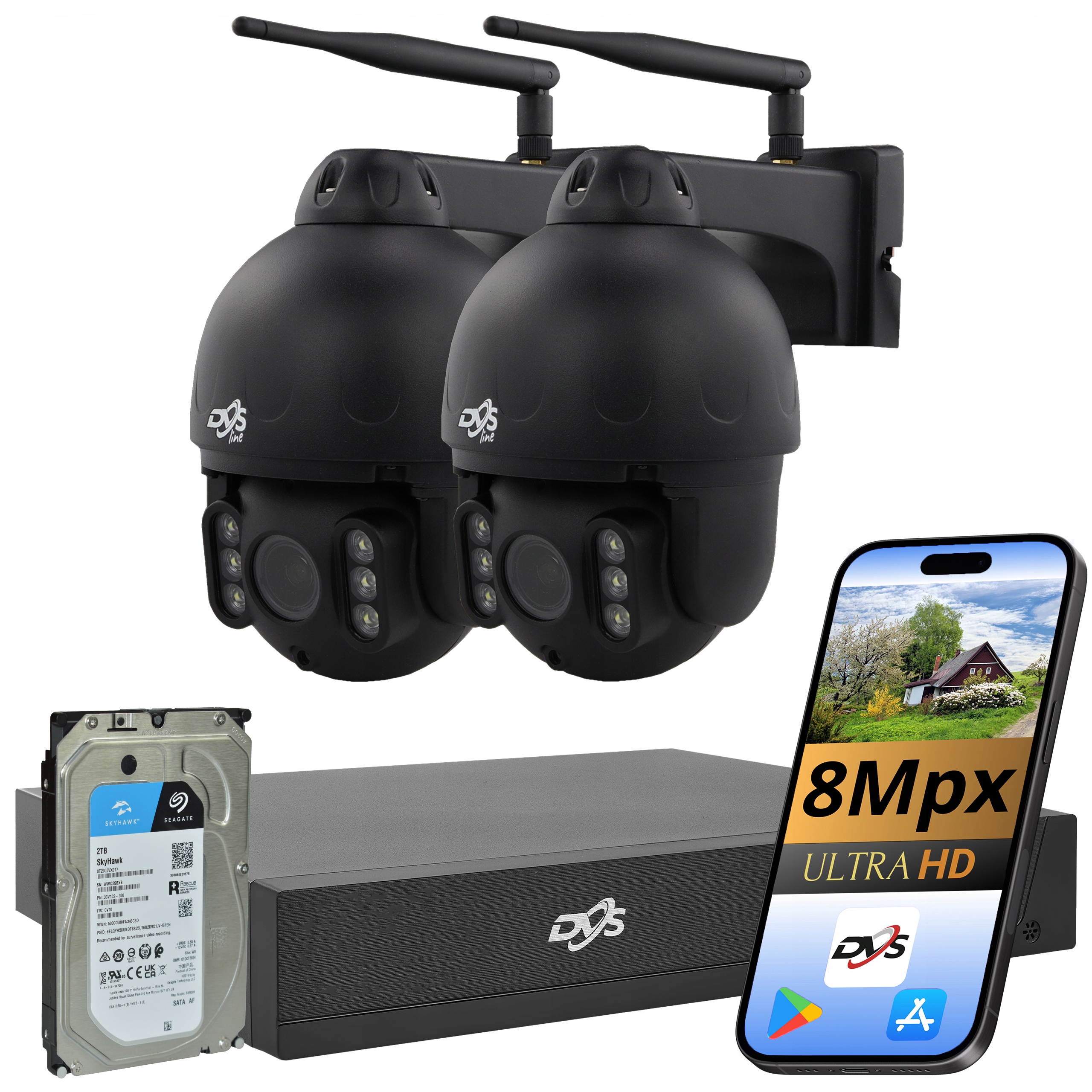 Wifi Kamerový Set 2 Kamery 4K Otočné Bezdrátové 8MP Dvs Monitorování 2TB