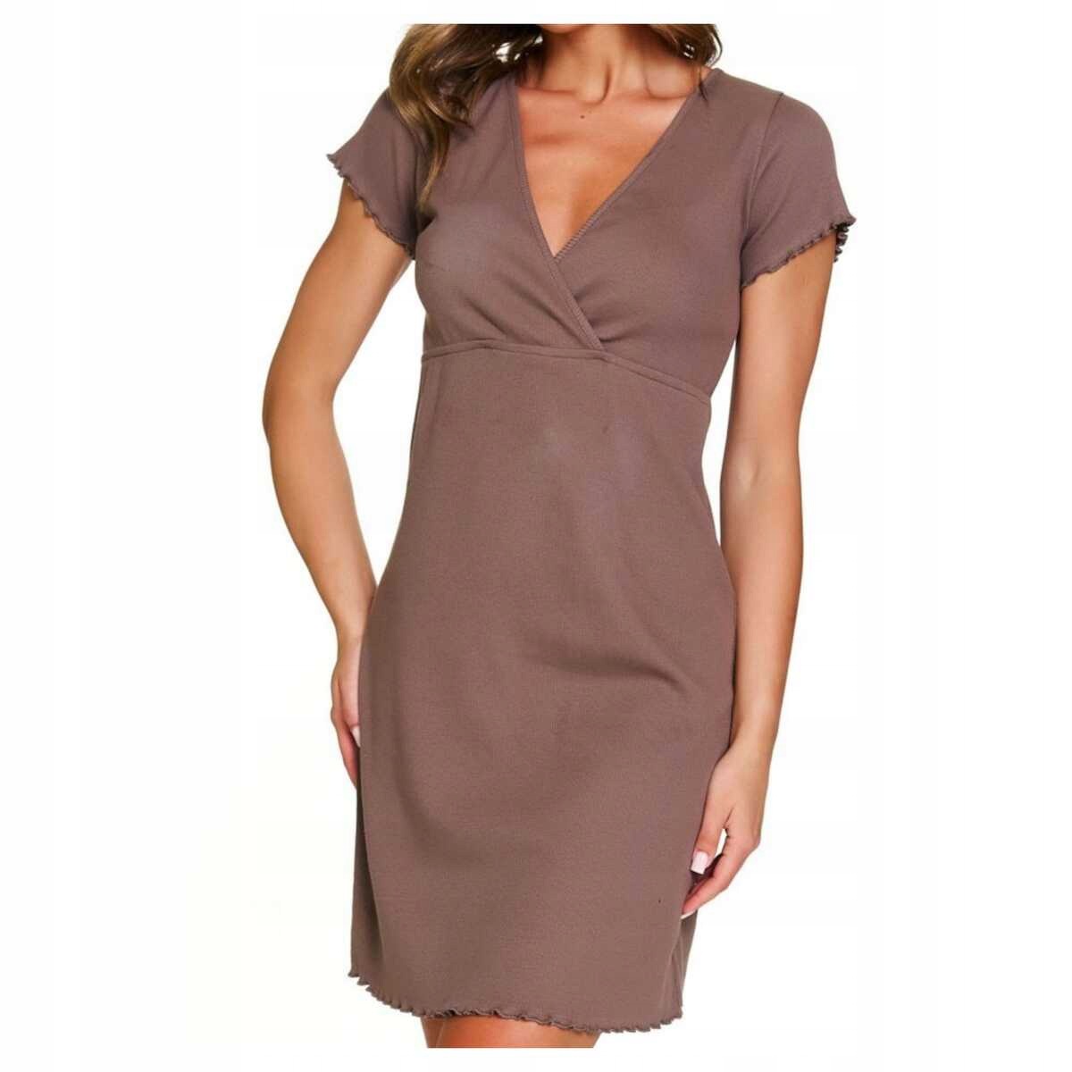 noční těhotenská košile Tcb 7303 Mocha bavlněná na kojení plus 2XL