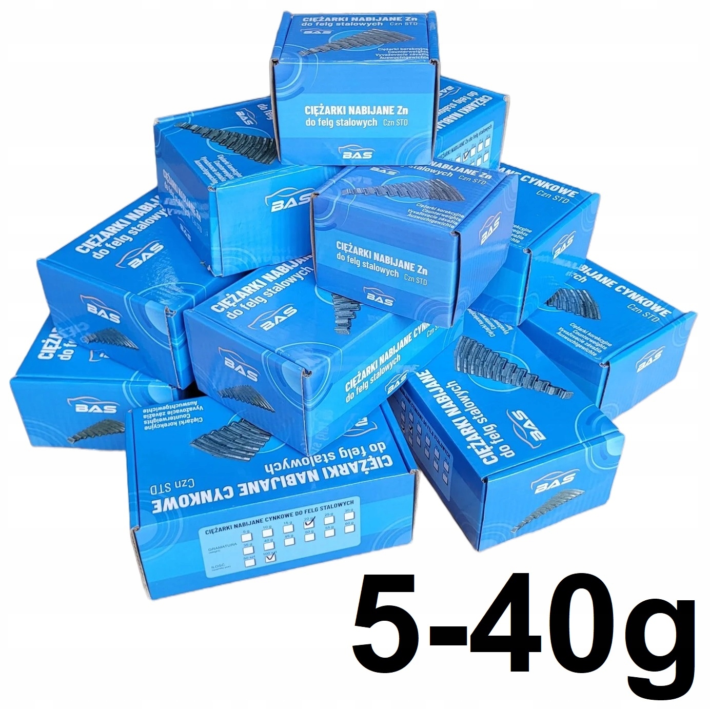 Sada napichovacích závaží Bas 5-40 g Zinok na oceľové disky 700 x