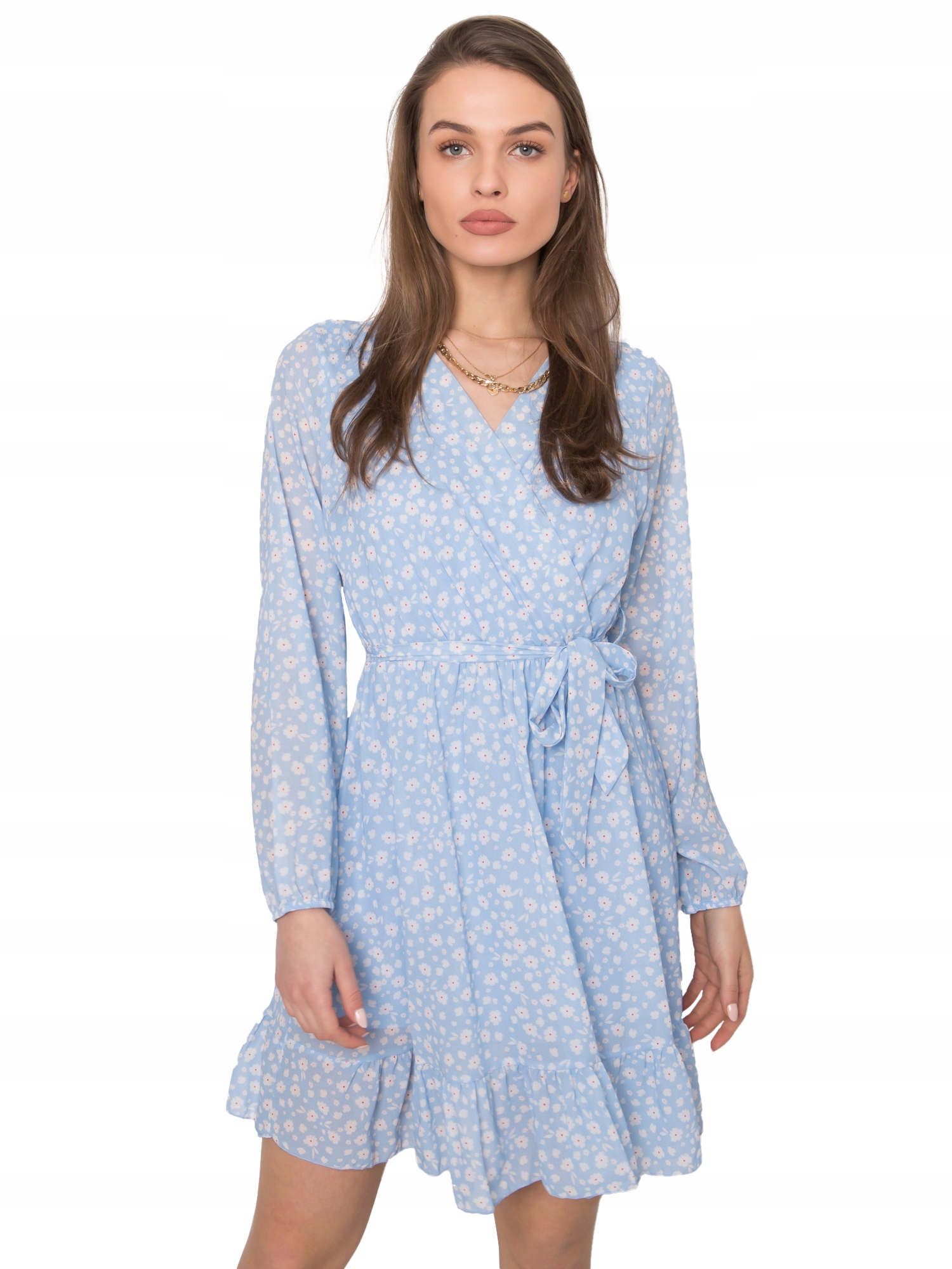 

Rozkloszowana krótka Sukienka damska V Neck - S