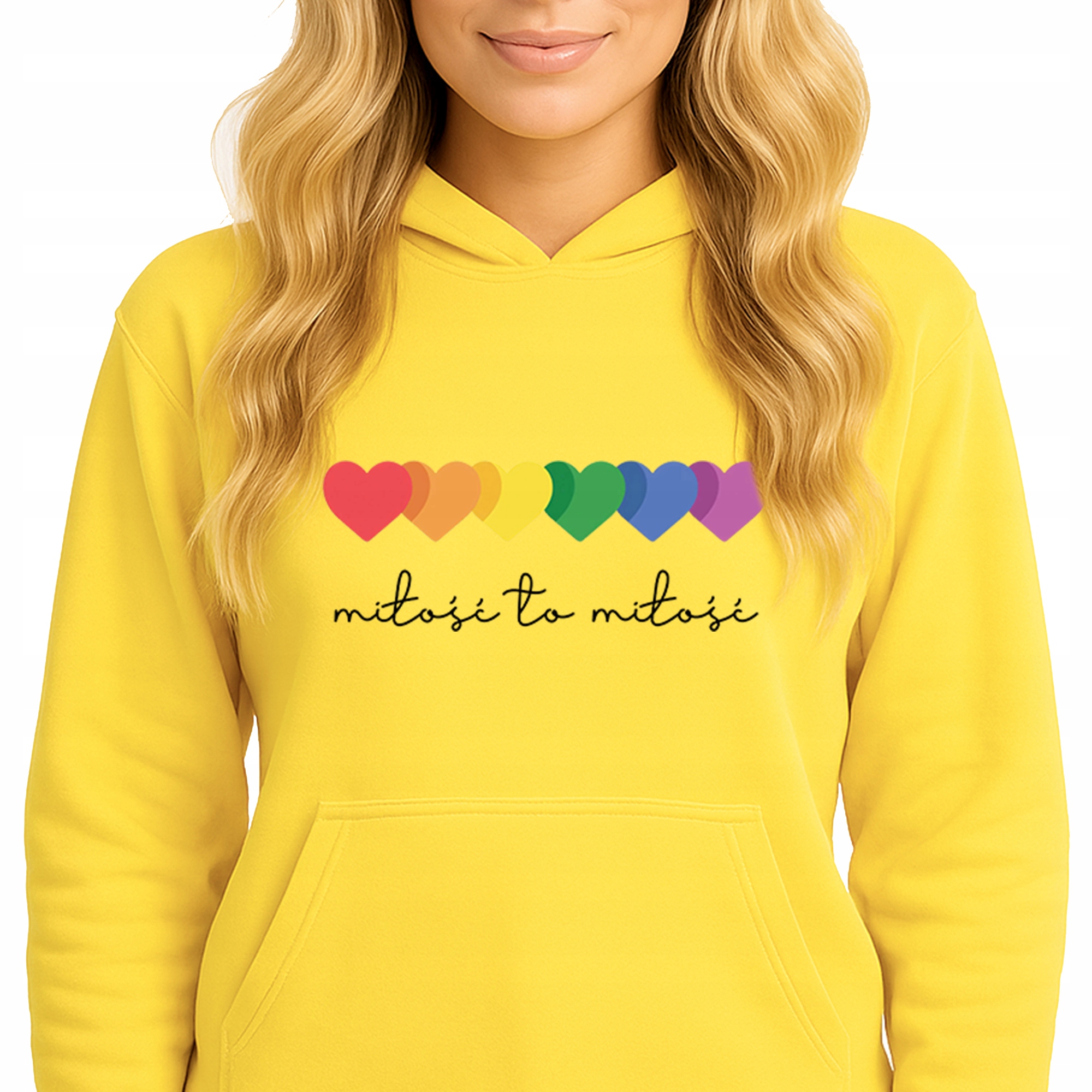 Mikina S Kapucí Žlutá bavlněná mikina Módní Youth Láska je láska S