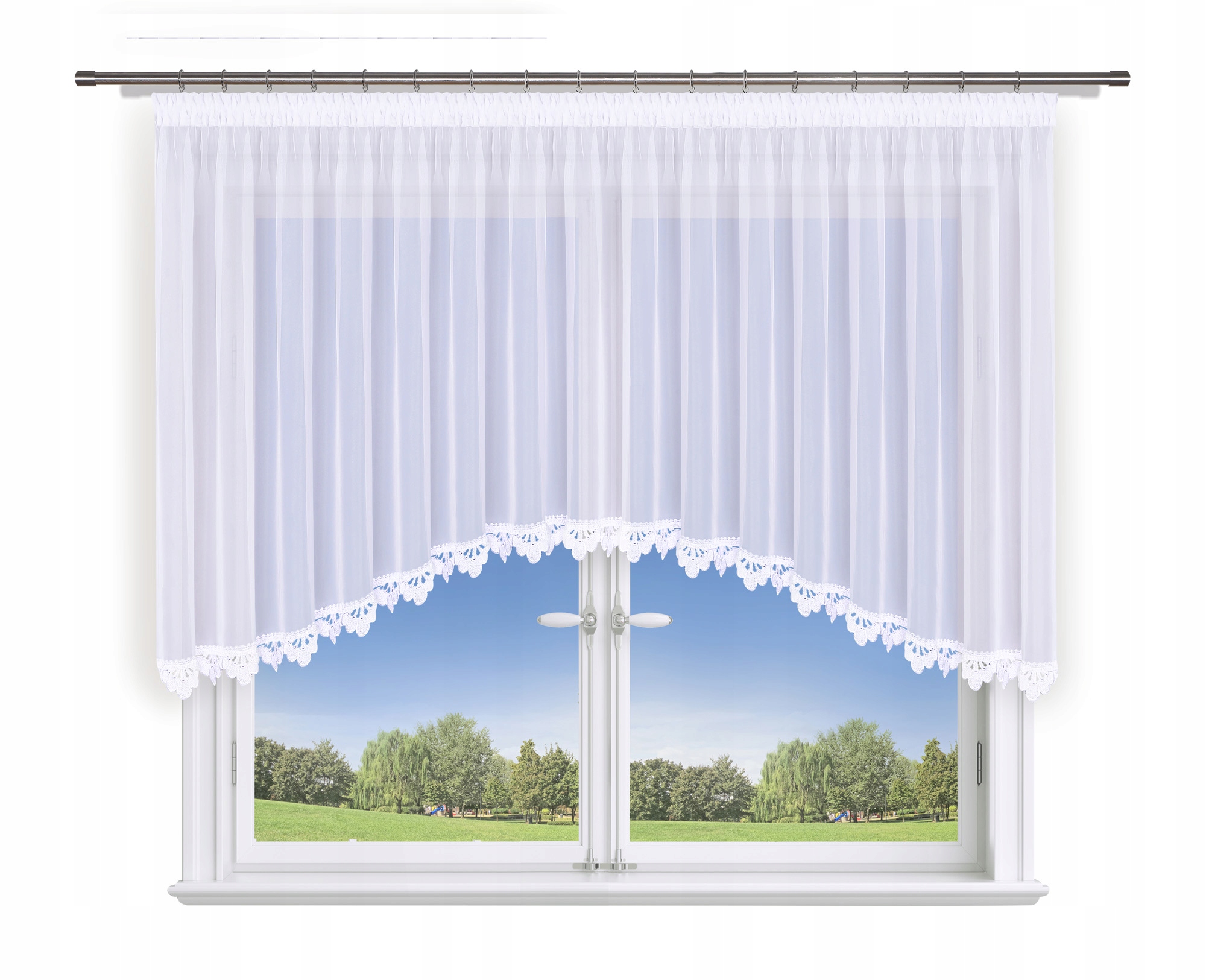 

Firana 300x150 łuk, woal,gipiura dzwoneczek 8cm