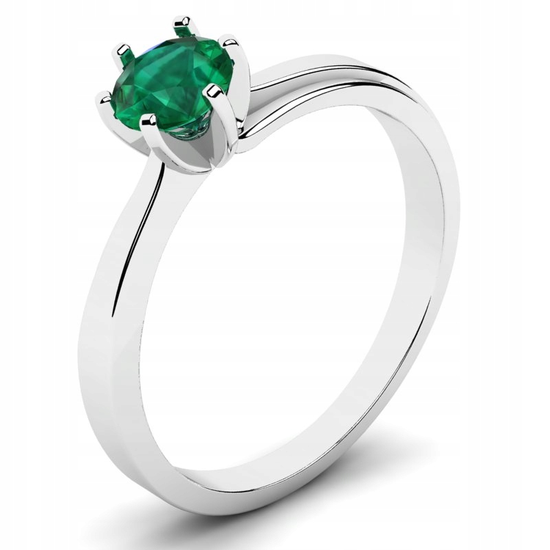 

Pierścionek Z Białego Złota Z Zieloną Cyrkonią 5MM