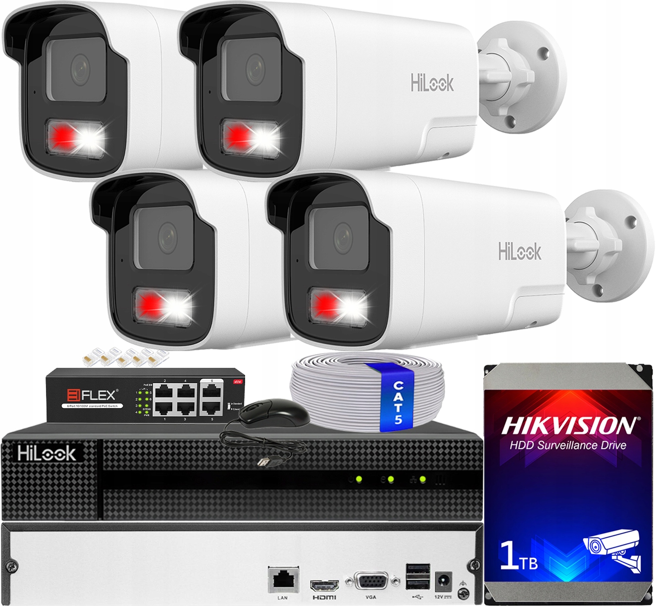 Monitorovací Set Ip 4 Kamery 4MP Full Color Ir Led 50M Silný Hilook Audio