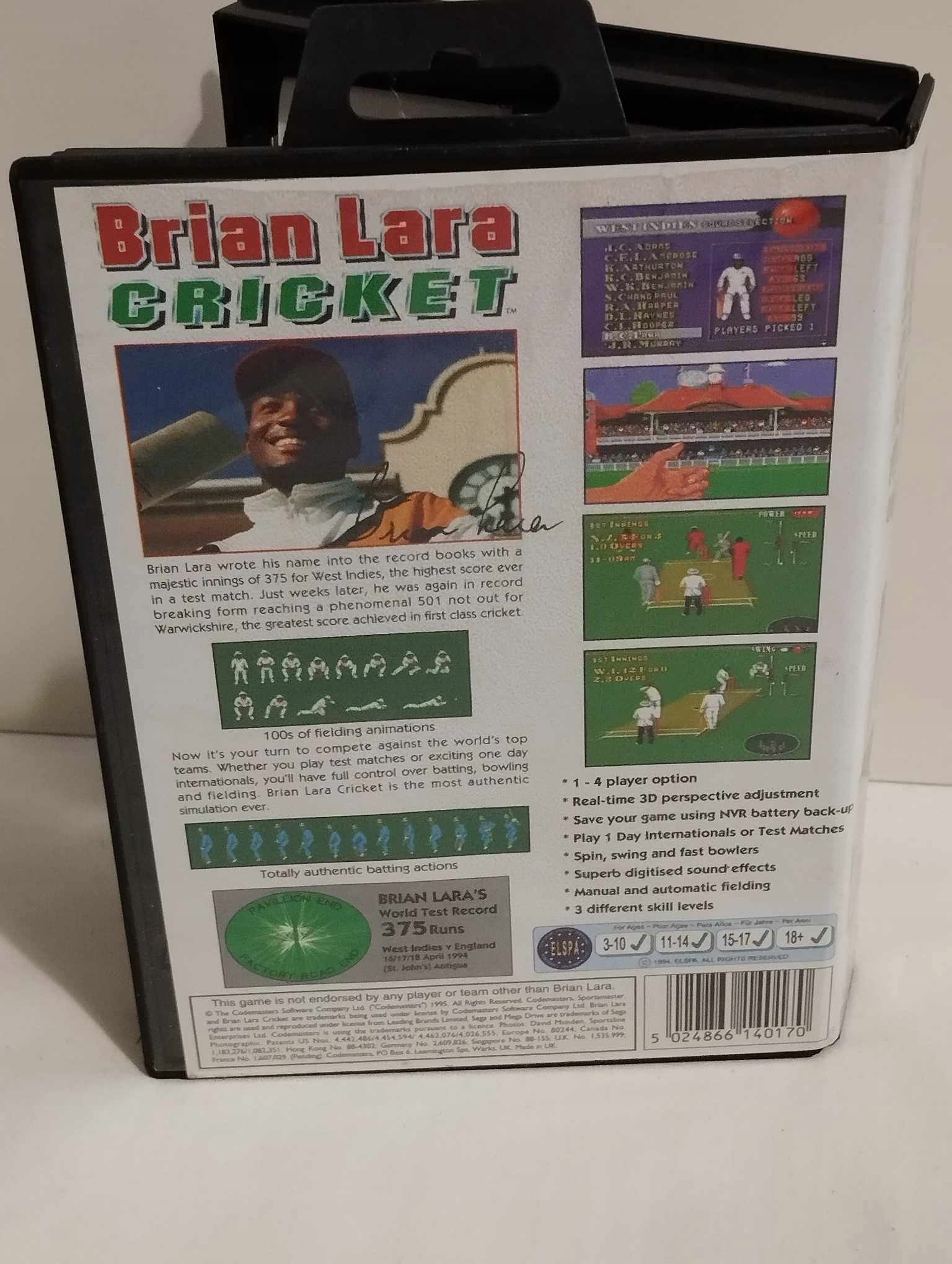 Gra Brian Lara Cricket Sega MegaDrive EAN (GTIN) 5024866140170