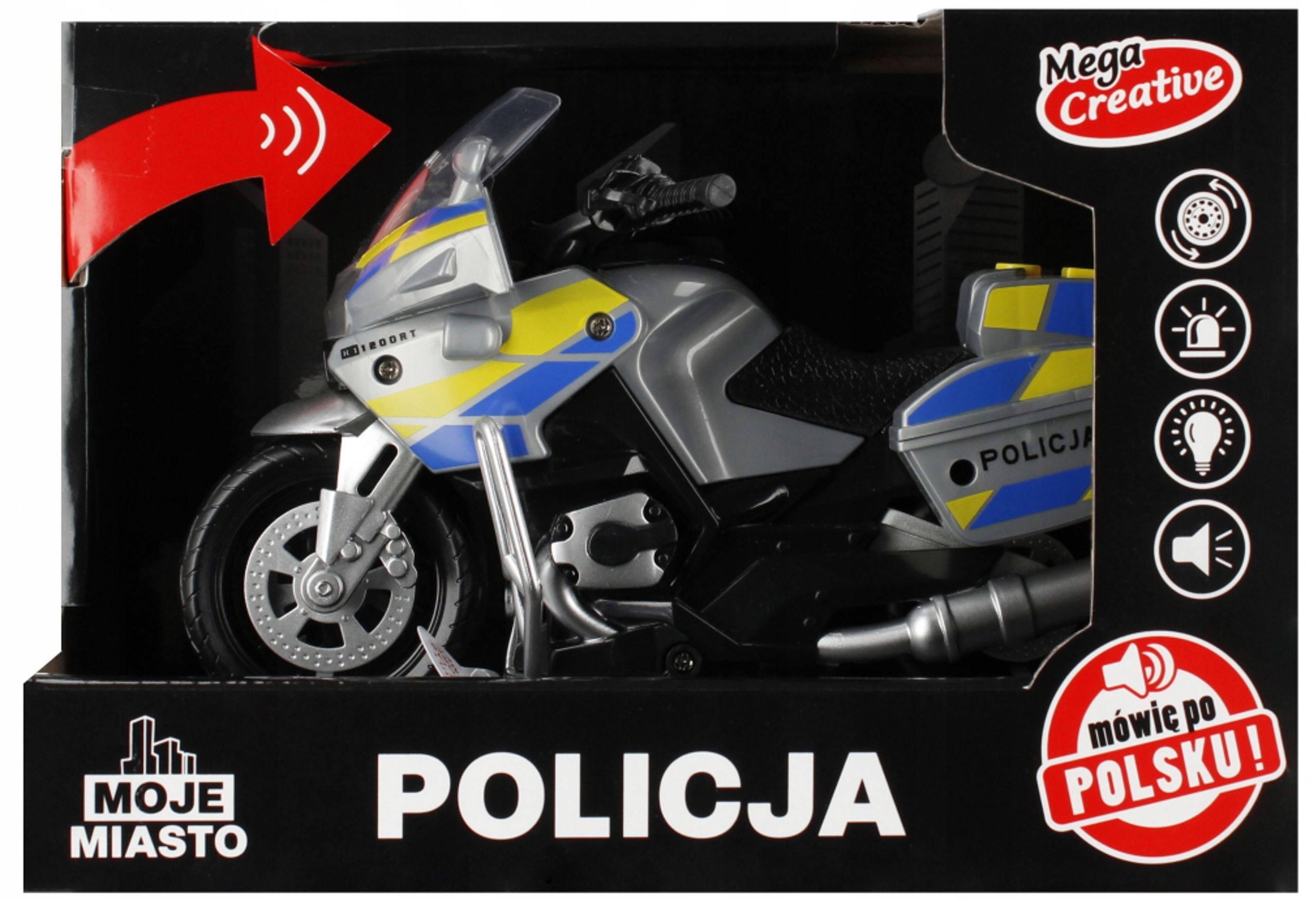 MÓWI PO POLSKU MOTOCYKL POLICJA MOTOR ŚCIGACZ ŚWIATŁO i DŹWIĘK Z NAPĘDEM EAN (GTIN) 5904335881875