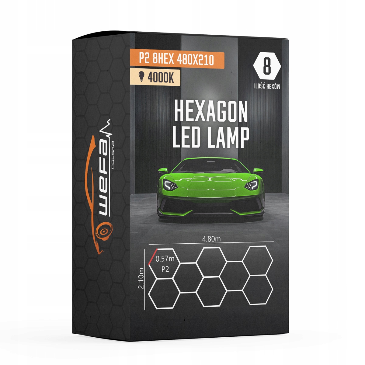 Led lampa Hq Hexagon P2 8HEX 4K 210x480 Medová Plástev Dílna Garáž Salon