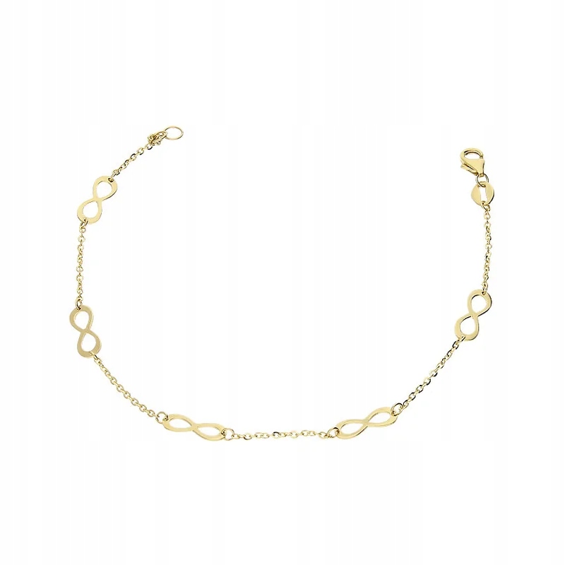 Zlatý dámský náramek 585 s nekonečnem, lesklý, módní pro ni