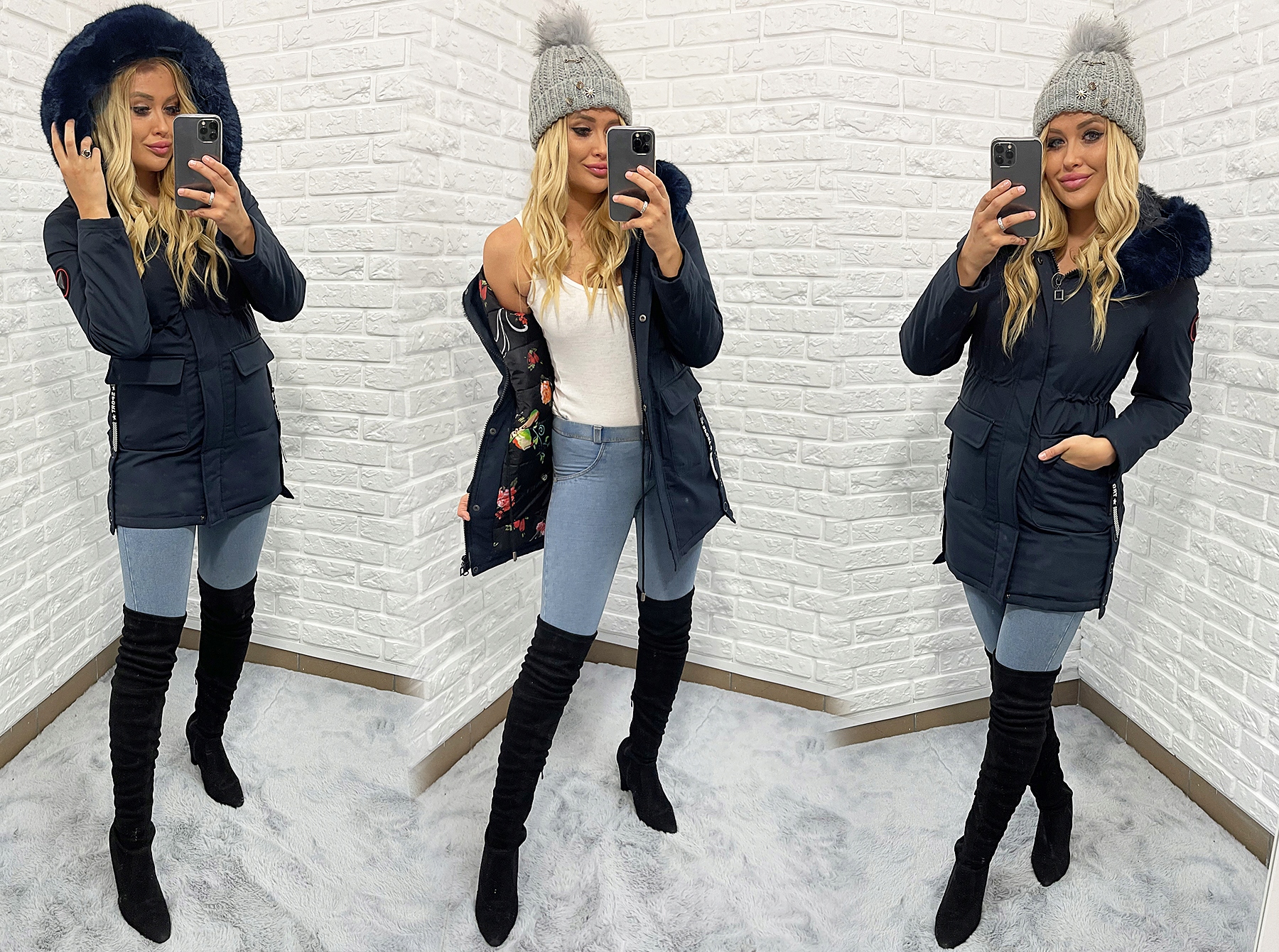 ZJAWISKOWA ZIMOWA PARKA KURTKA CIEPŁA KAPTUR XXL Rodzaj puchowy