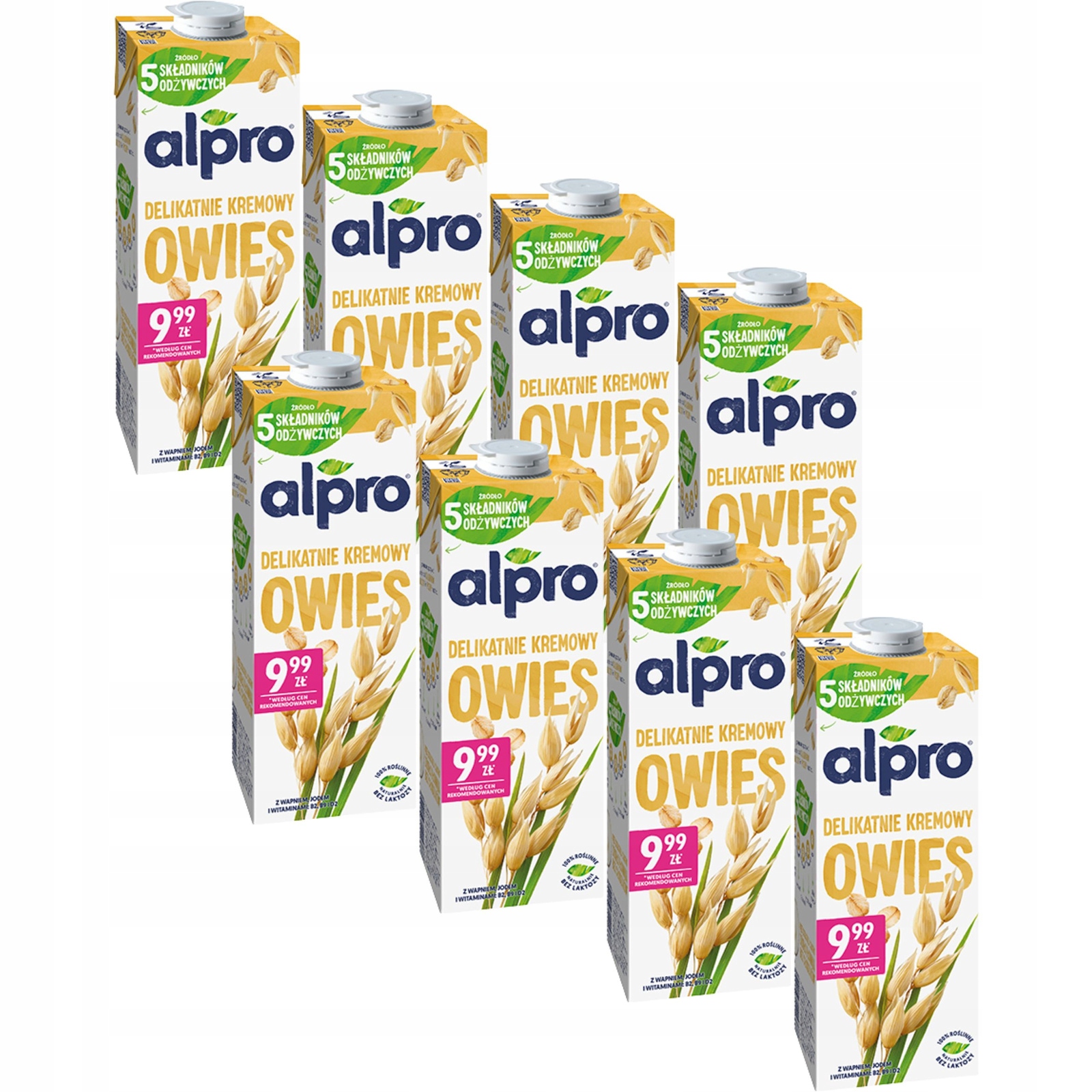 Napój roślinny owsiany Alpro Delikatnie Kremowy bez dodatku cukru 8x1l