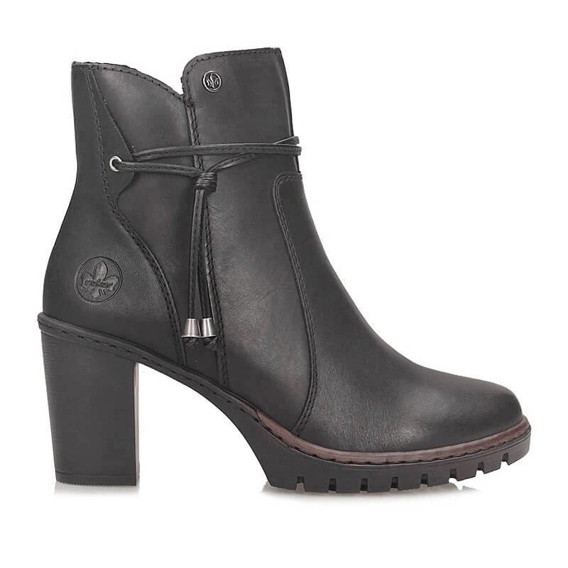 Dámské černé dámské kotníkové boty na podpatku Rieker Y2567-00