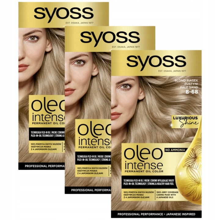 Syoss Farba do Włosów 8-68 Blond Piasek Pustyni 3 szt.