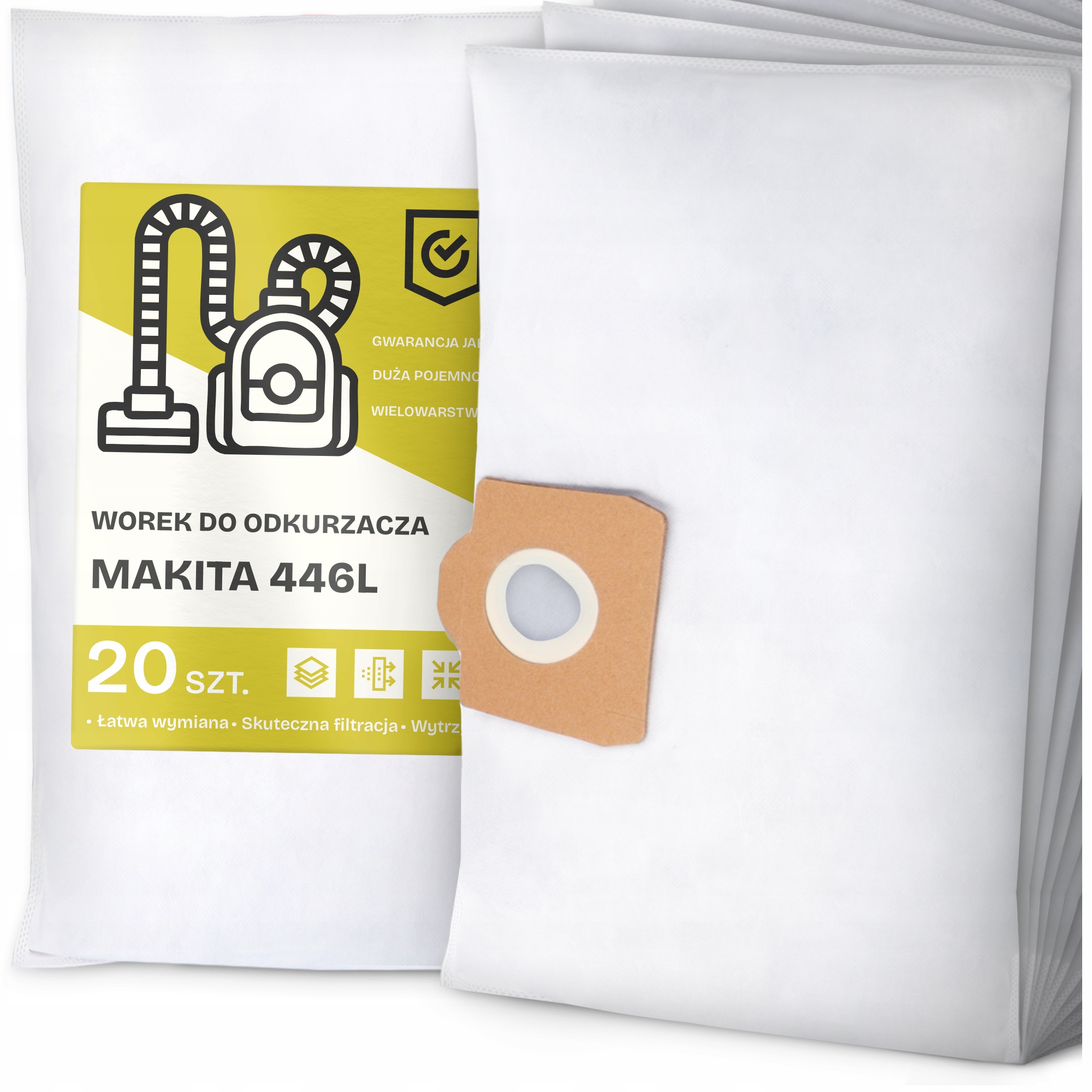 20 x Sáček Do Vysavače Makita 446L Syntetický Textilní Prostorný Sáček