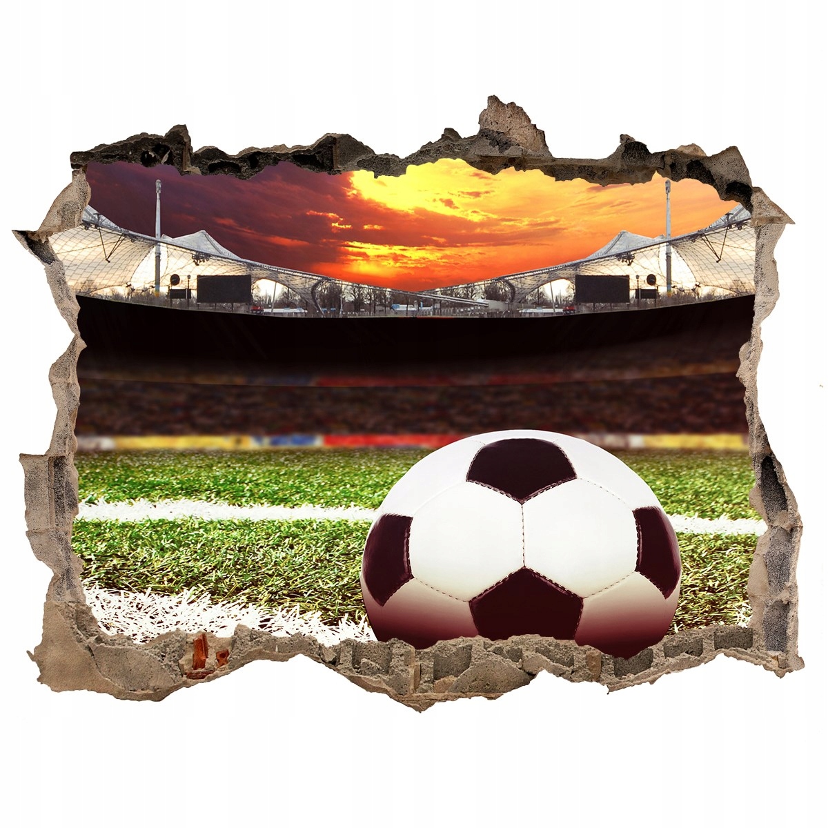 

Fototapeta dziura na ścianę 3d Piłka na stadionie