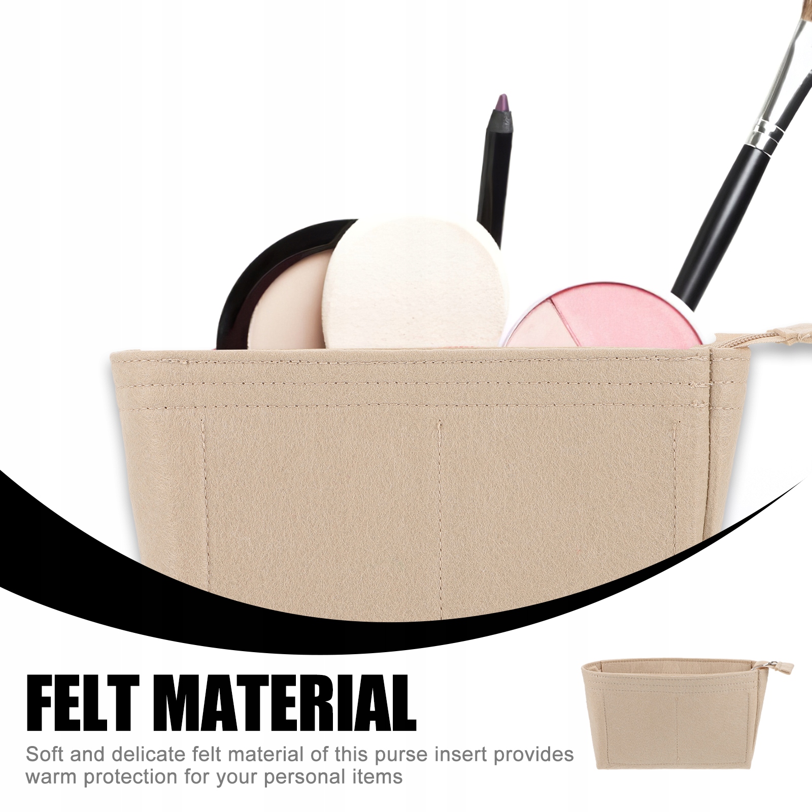 MAŁA TORBA WKŁADKA DO TORBY WKŁADKA PIKOWANA KOSMETYCZKA Kolor beżowy