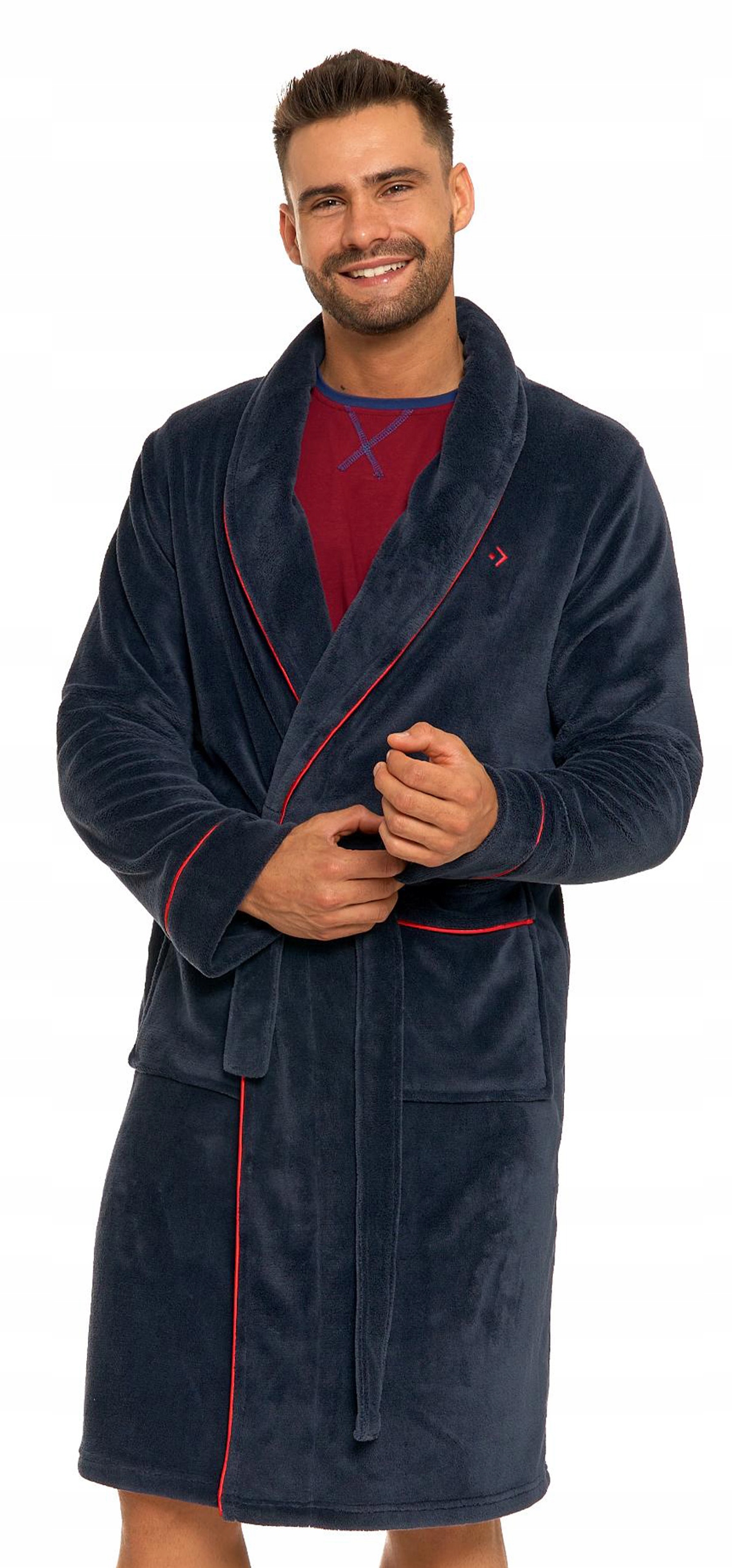 SZLAFROK męski Moraj polarowy miękki WIĄZANY - M Marka Moraj