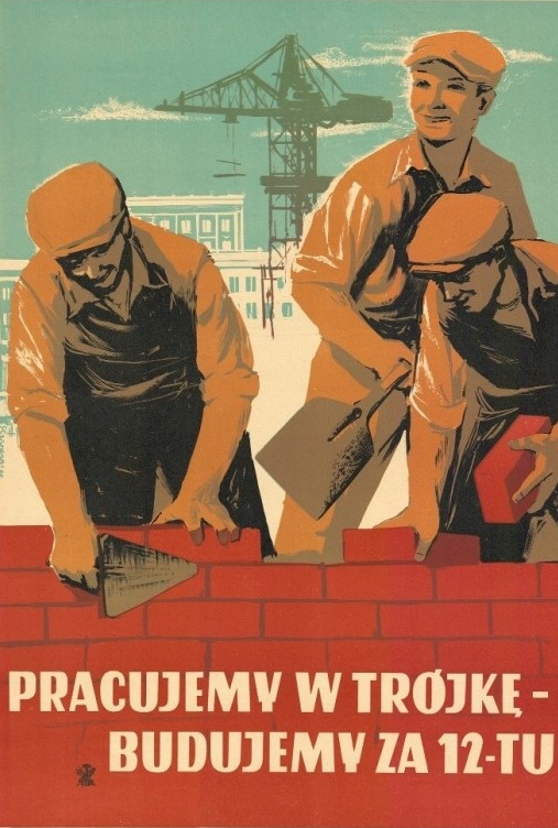 KARTKA-MINIPLAKAT-PRACUJEMY-W-TROJKE-PRL