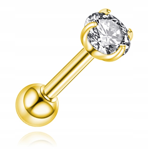 

Kolczyk Sztanga Cyrkonia Złoty Tytanowy 1,2/6/3