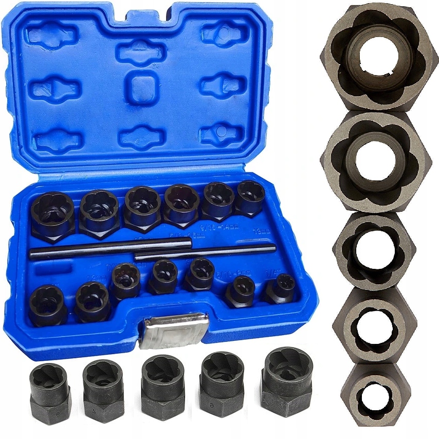 Nasadki Do Uszkodzonych Obrobionych Śrub Nakrętek Odkręcania 15 El 6-19 MM