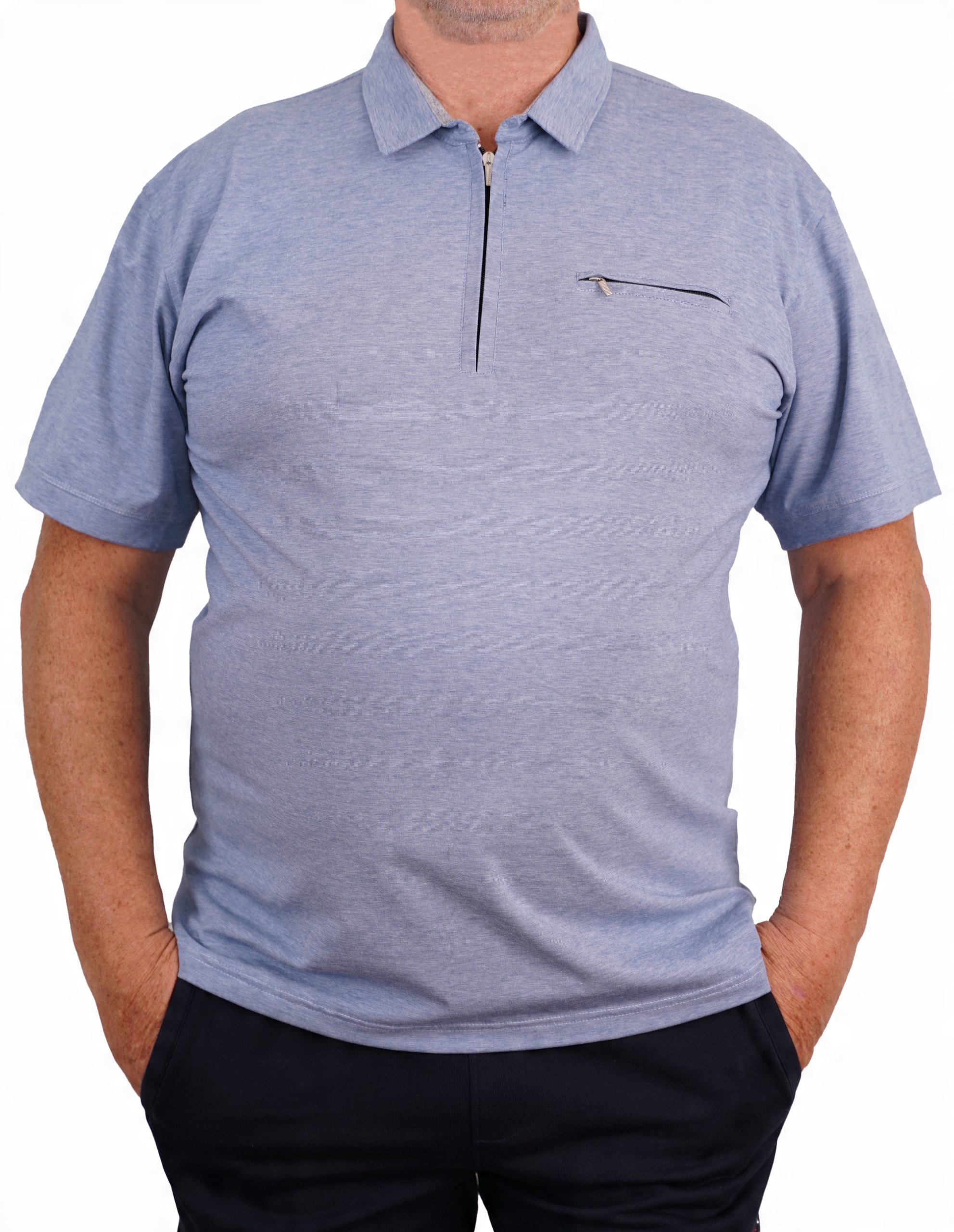 

Tshirt Błękitny Koszulka Polo Kołnierzyk Duża 3XL
