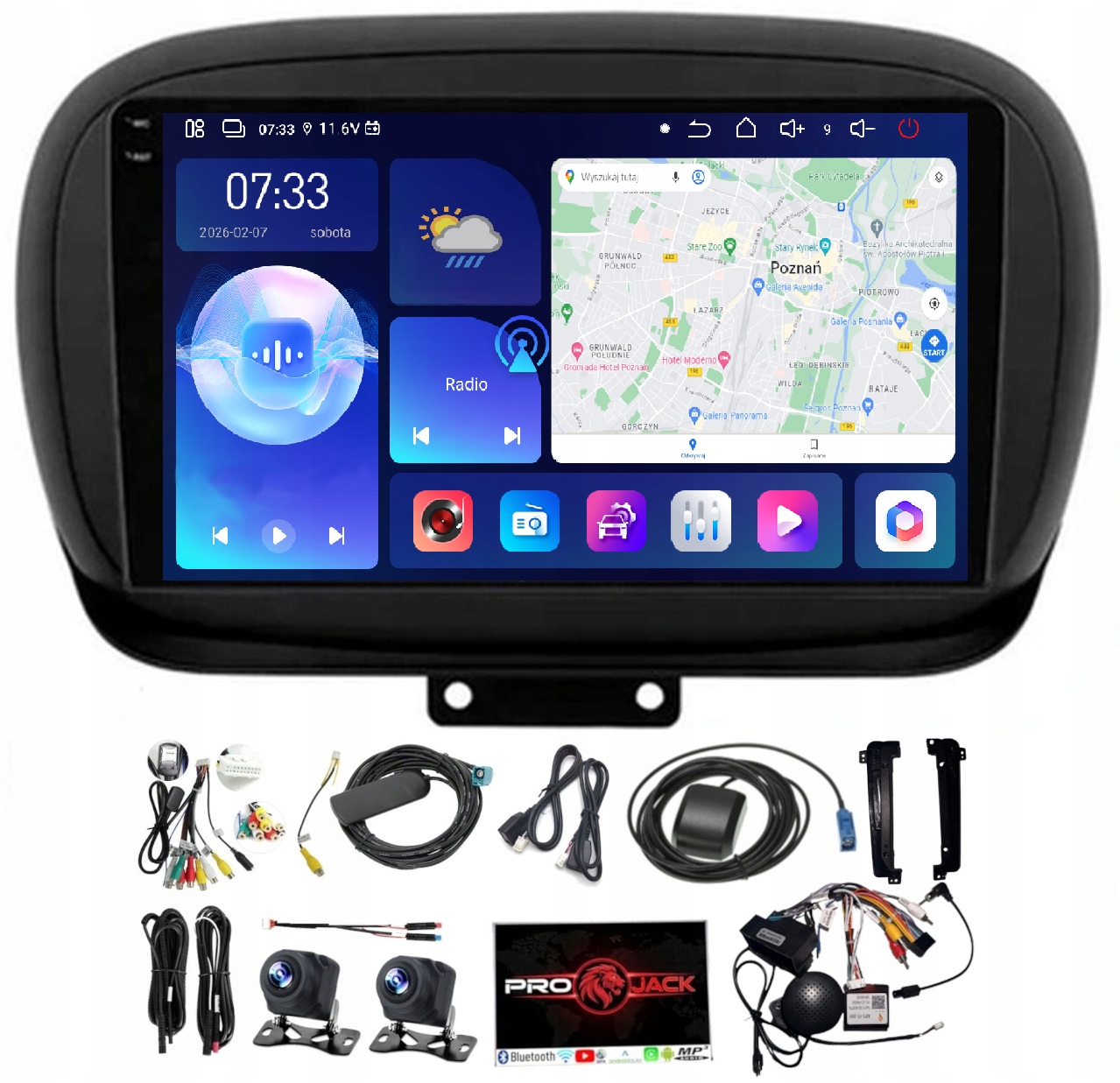 Gps Rádio Android Fiat 500 X 2014-2020 Carplay Wifi Usb Kamery 6GB 128GB Si