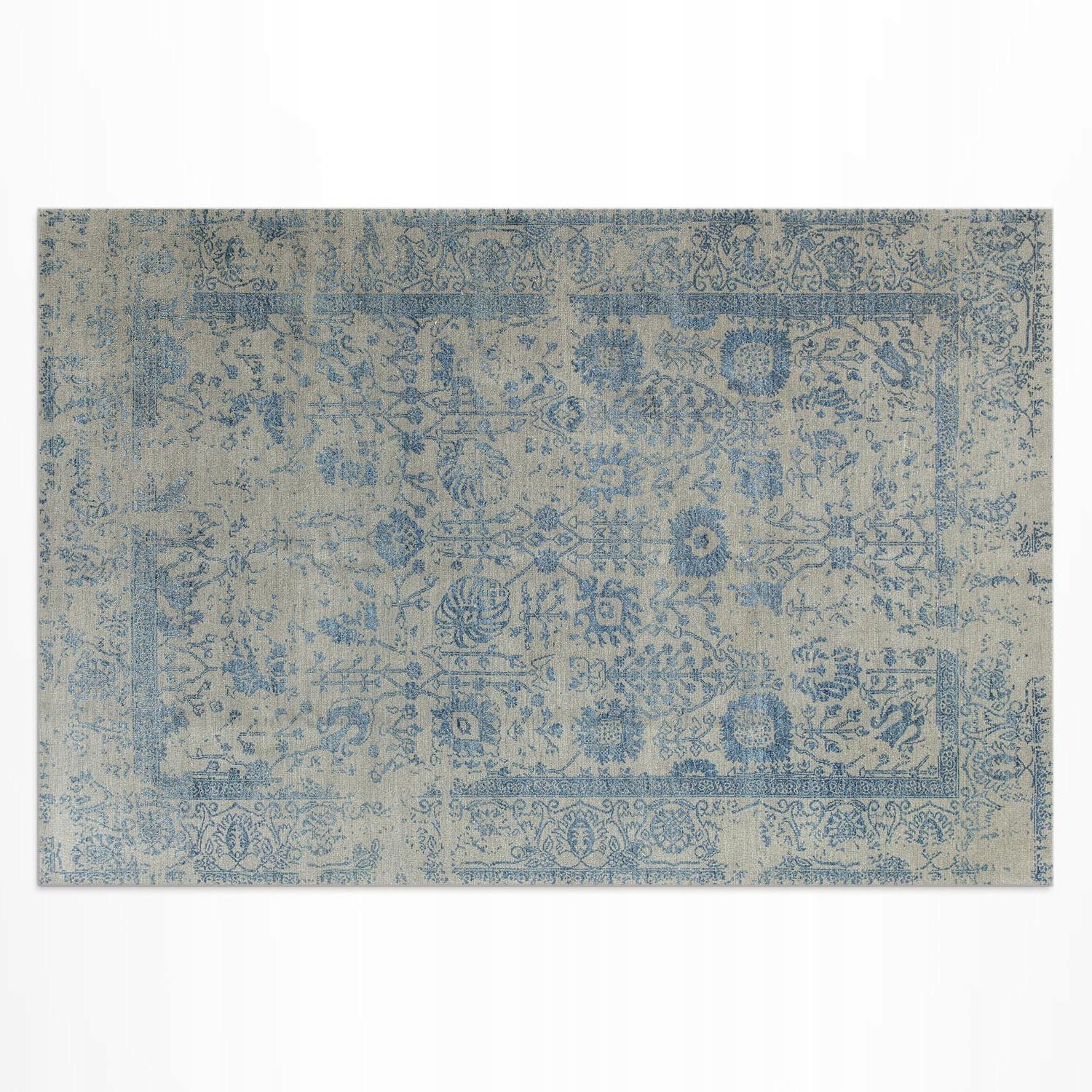 Vinylový koberec Vodotesný Uv Modrý kvetinový vyblednutý vzor 225 x 150 cm
