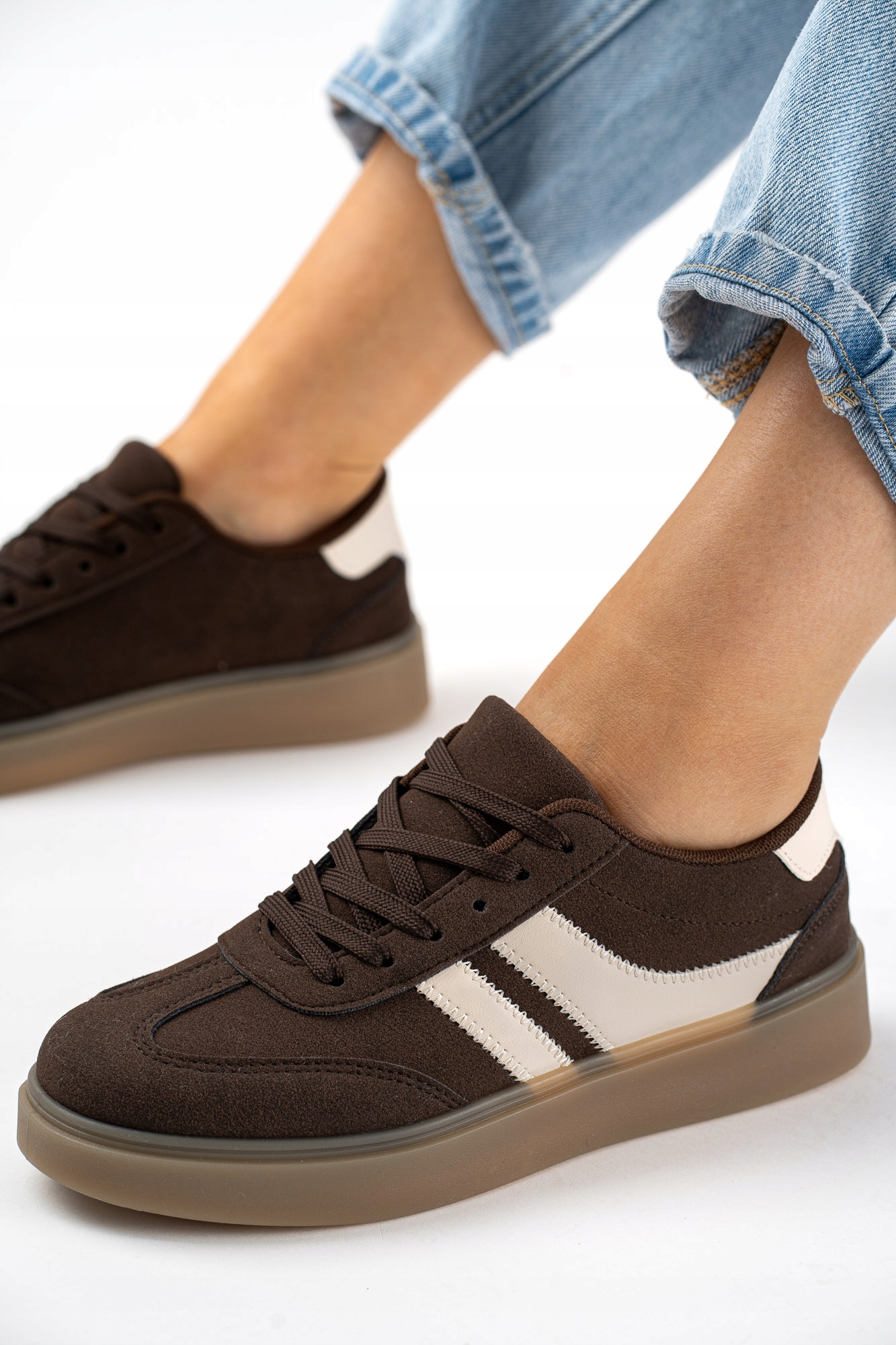 Brązowe trampki damskie lekkie uniwersalne sneakersy na co dzień 39