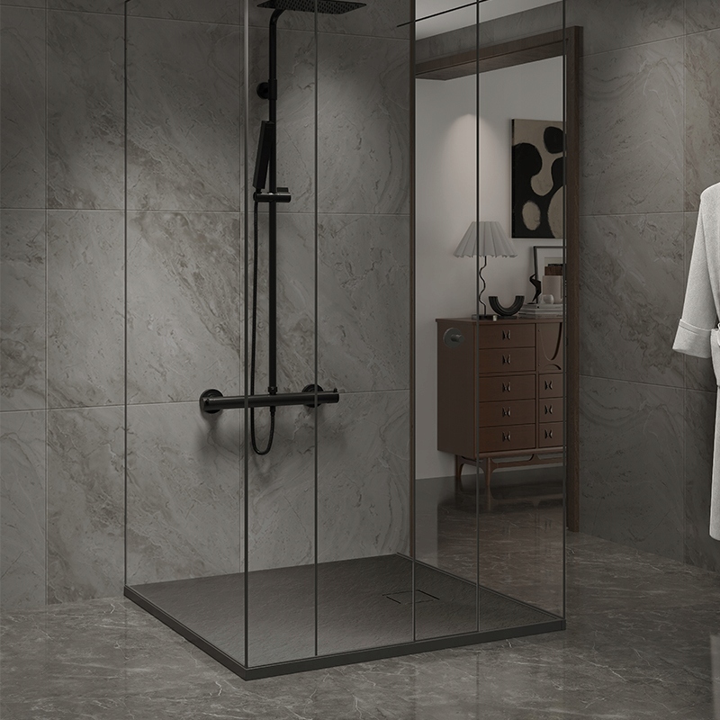 BRODZIK PRYSZNICOWY KAMIENNY KWADRATOWY SLIM RIKO CZARNY 90x90 CM Linia BRODZIK RIKO 90X90 CZARNY