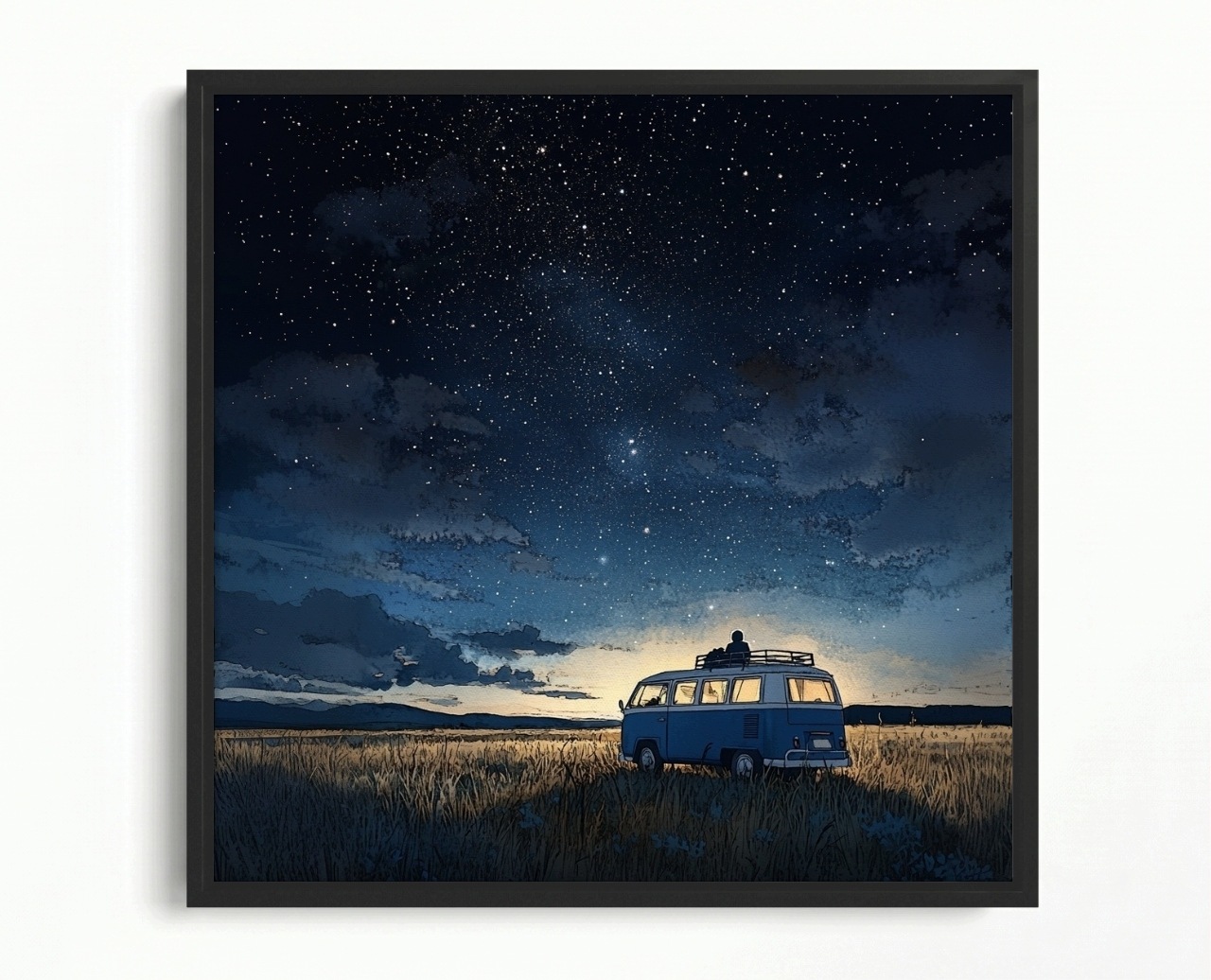 Rám Na Obraz Americká Krabička Grafika Noční Nebo Hvězdy Auto Dodávka 60x60