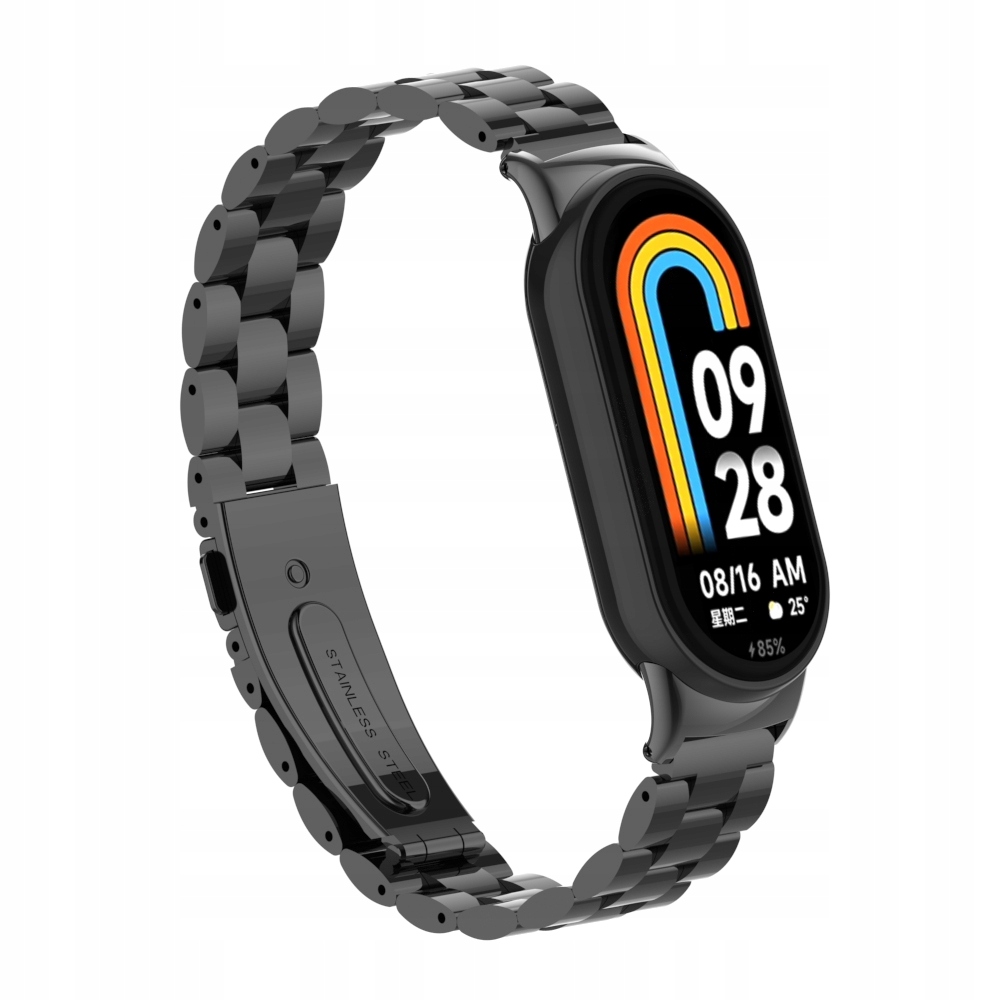 Pasek bransoleta Stalowa RabbitMob do Xiaomi Mi Smart Band 8/9/10 | Czarny Kolor czarny