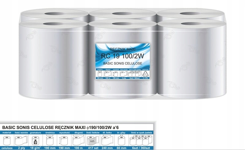 

Ręcznik w roli Maxi celuloza 100m 2W 19cm 6szt