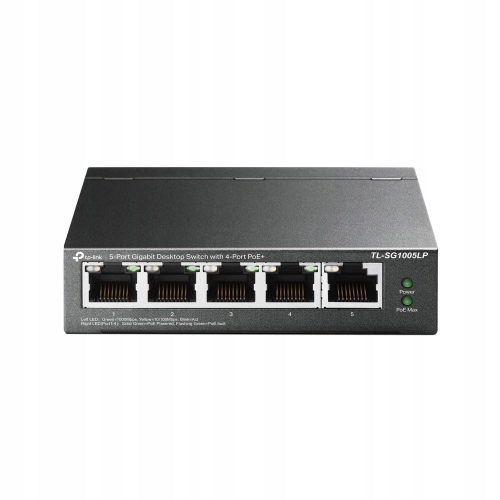Switch TP-Link TL-SG1005LP 5x Glan, 4xPoE+, 41W, dosah 250m, kov
