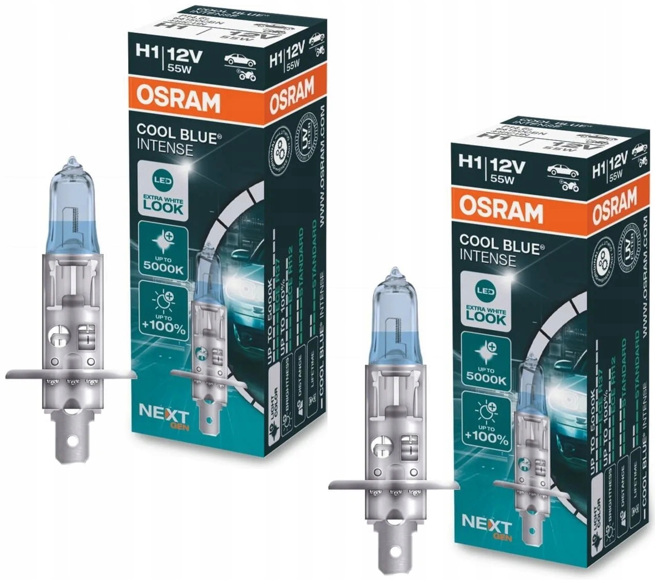 2x Żarówka H1 12V 55W Osram Cool Blue Intense Next Gen 5000K 2 sztuki