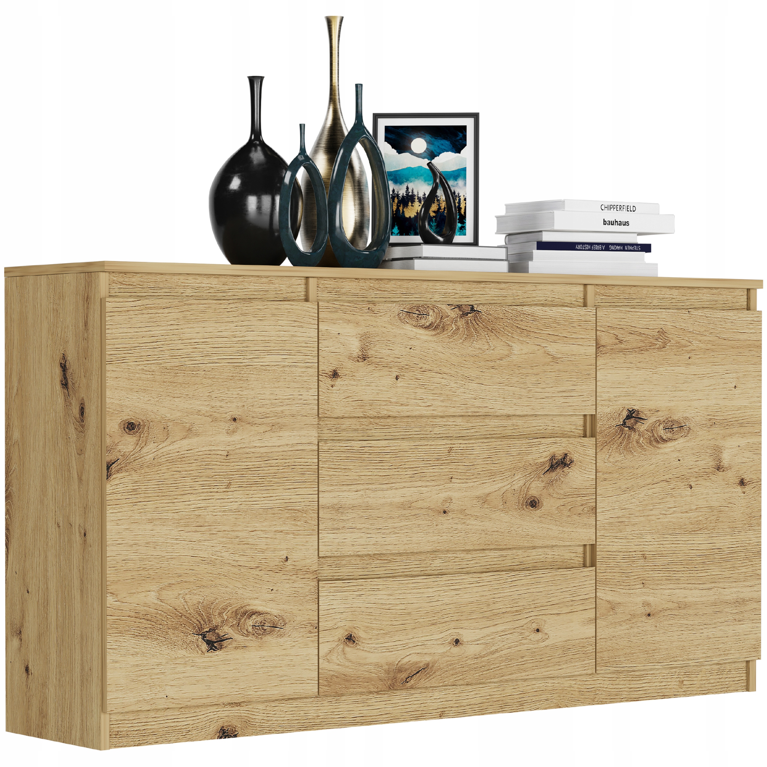 KOMODA 140 SZAFKA 3 SZUFLADY 2 PÓŁKI R-140-S3 ARTISAN