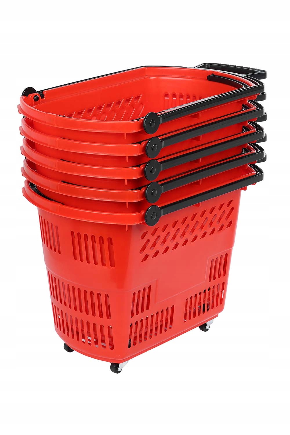 5X Nákupní košík se zvedací rukojetí 35 l Červený