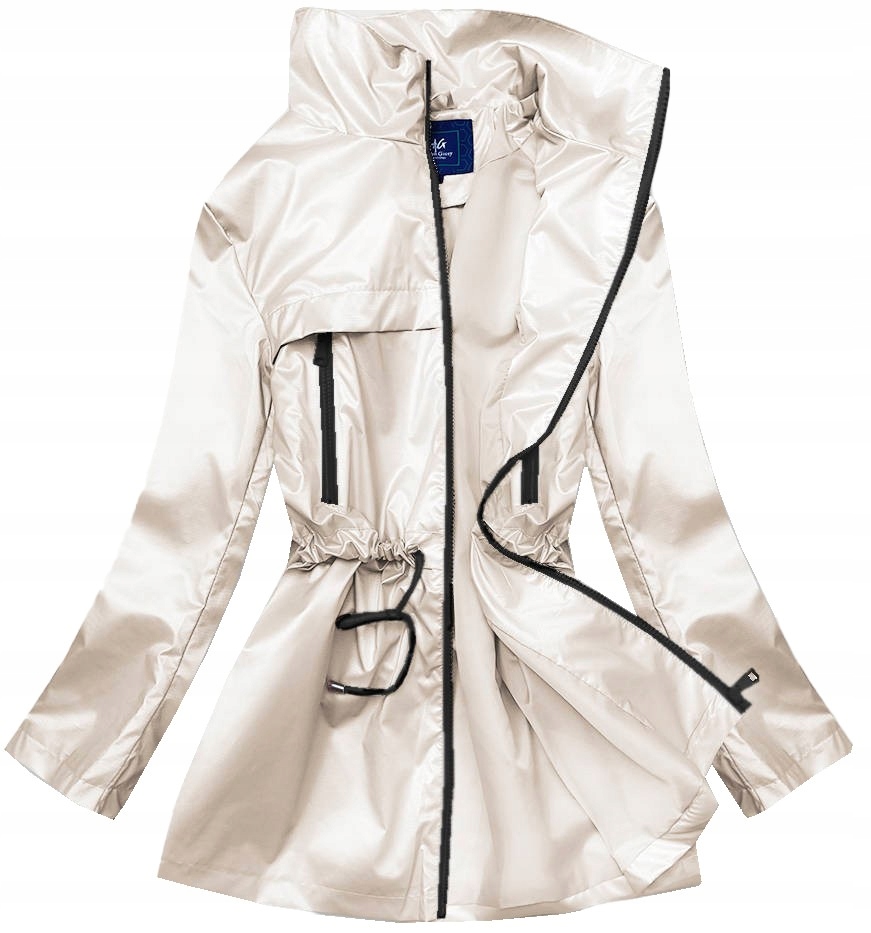 Lehká Bunda S Kostkovaným Vzorem AG5-017 Ecru L (40)