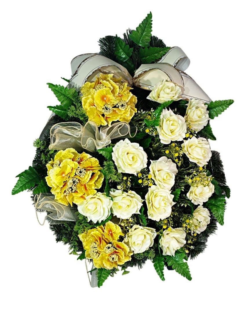 Velký Věnec Na Pohřeb Květiny Hortenzie Růže Vlastní Nápis Na Šerpu