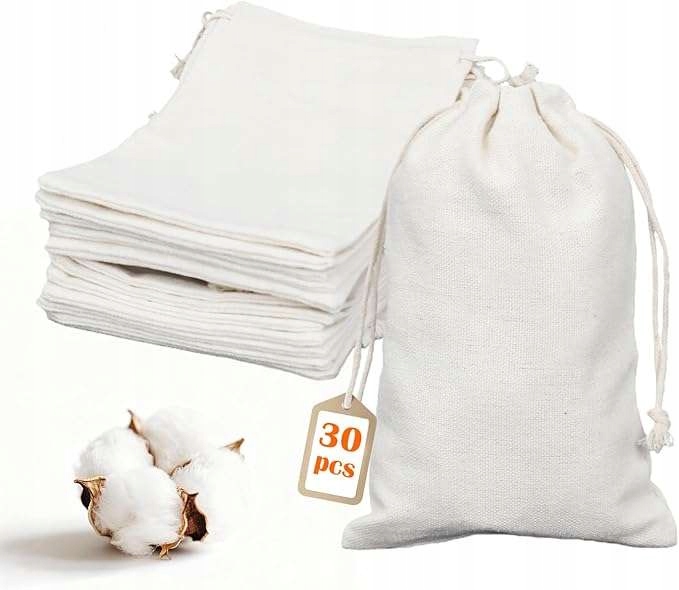 Bavlněné sáčky se stahovací šňůrkou ekologické Sada 30ks 15x20cm Béžová